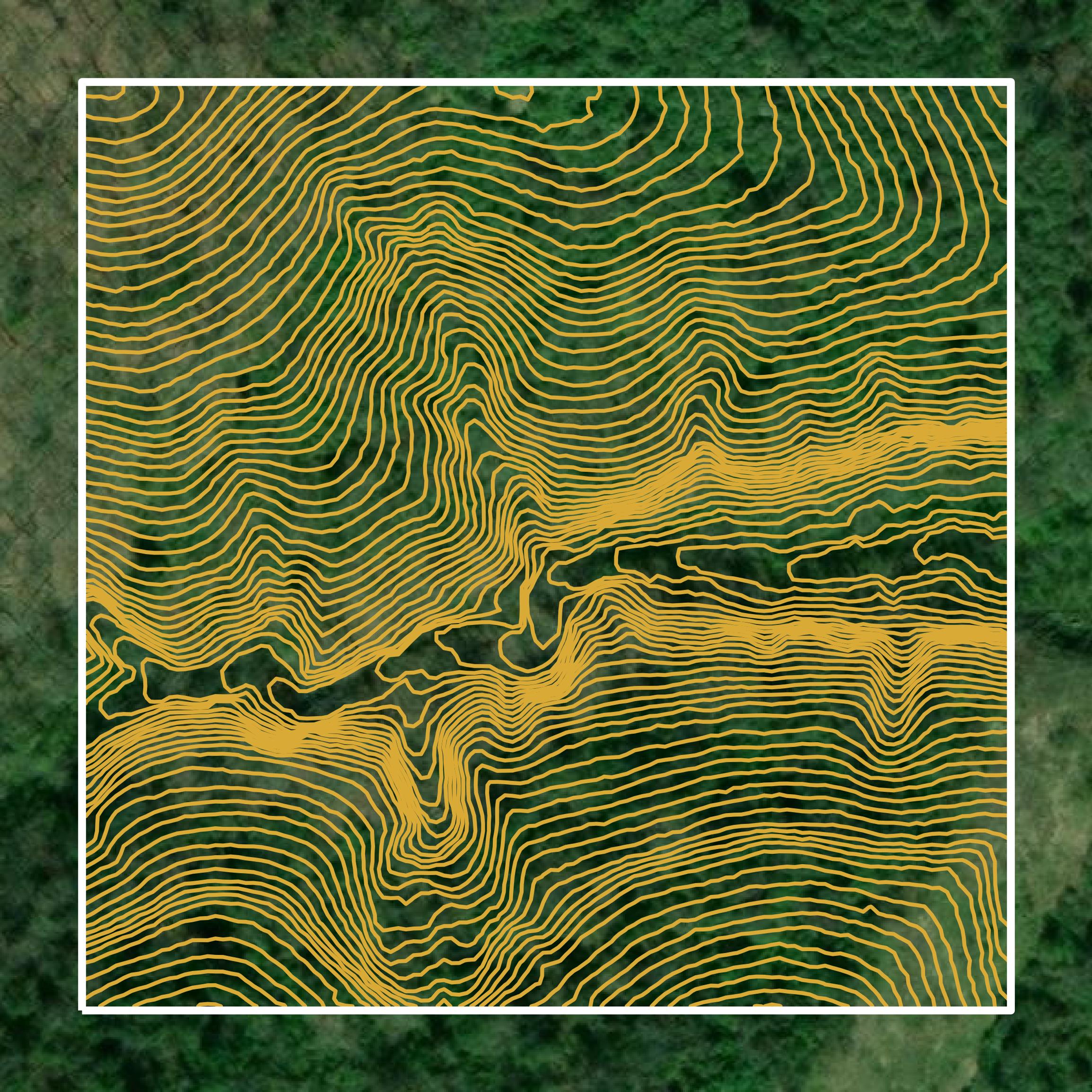 This image shows a contour map in Mason County created using GIS data in Equator.