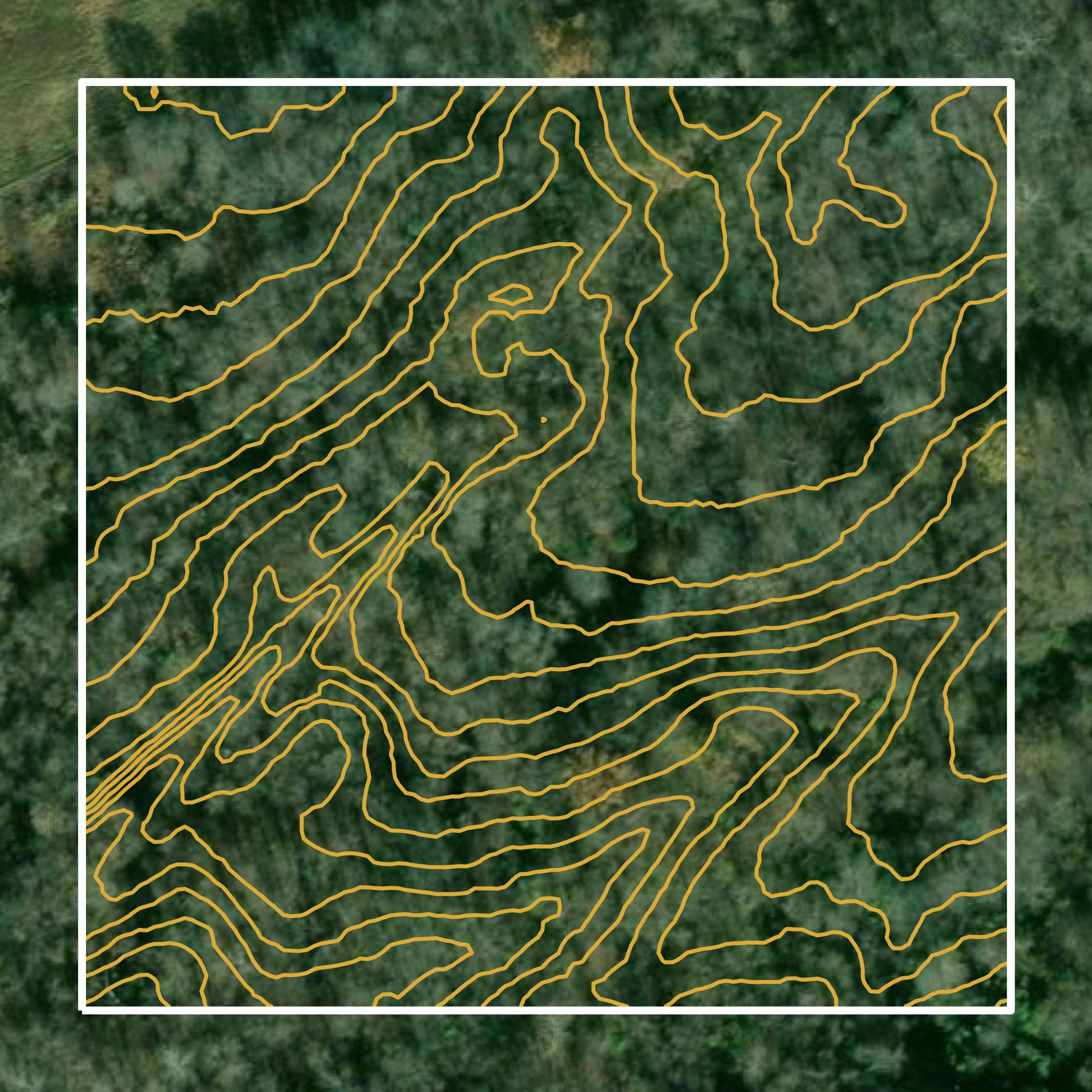 This image shows a contour map in Mason County created using GIS data in Equator.