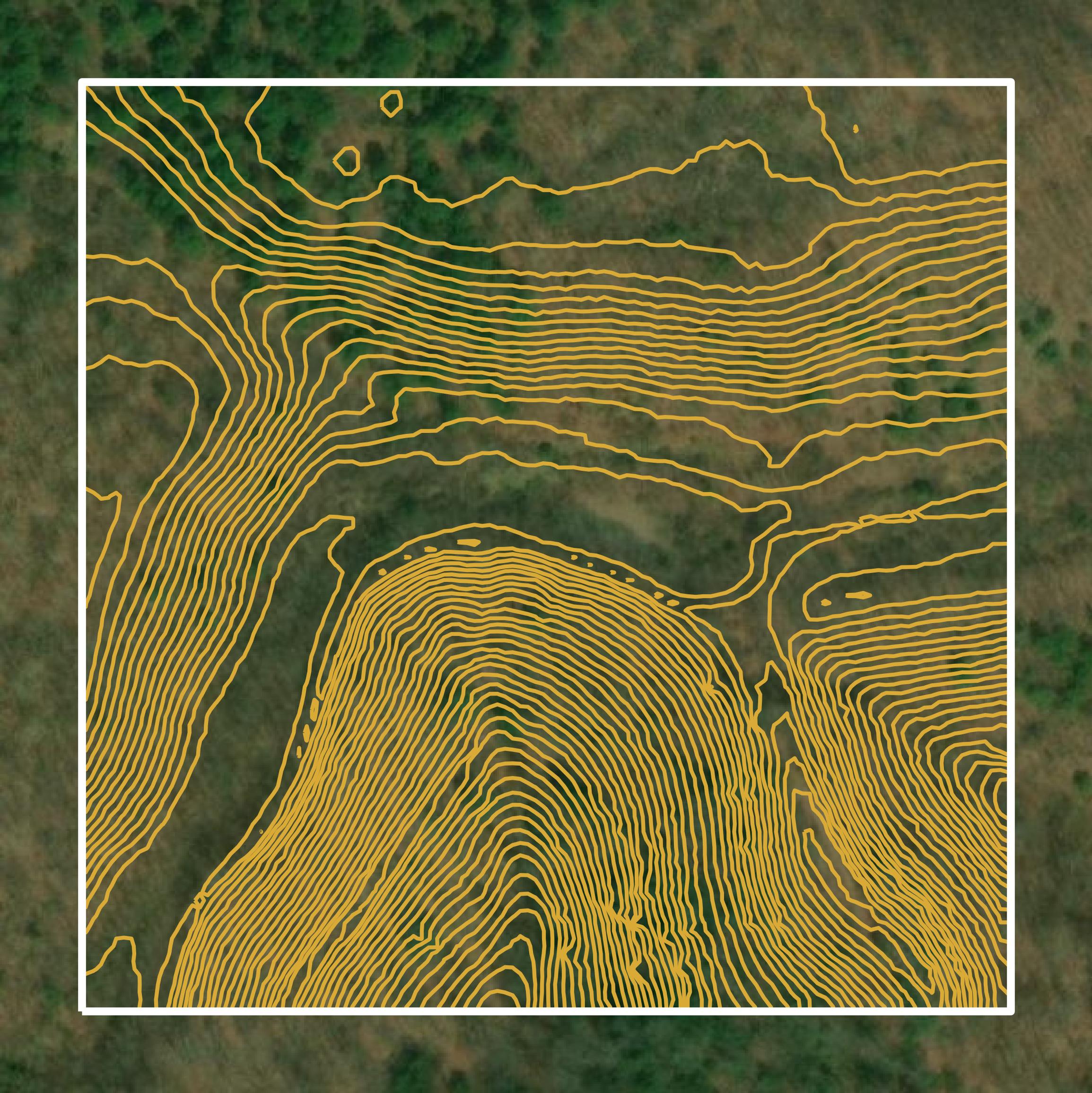 This image shows a contour map in McDowell County created using GIS data in Equator.