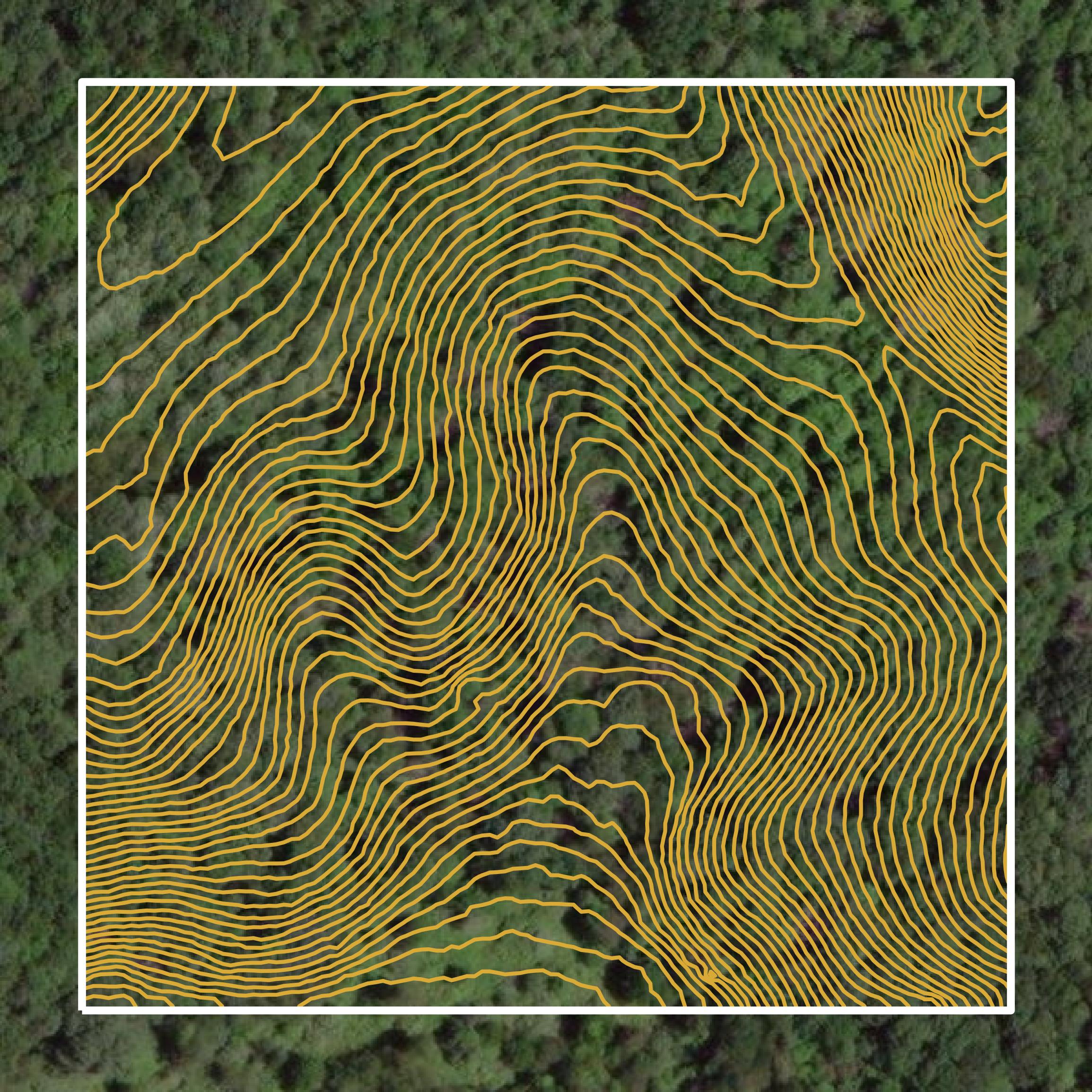 This image shows a contour map in Mercer County created using GIS data in Equator.