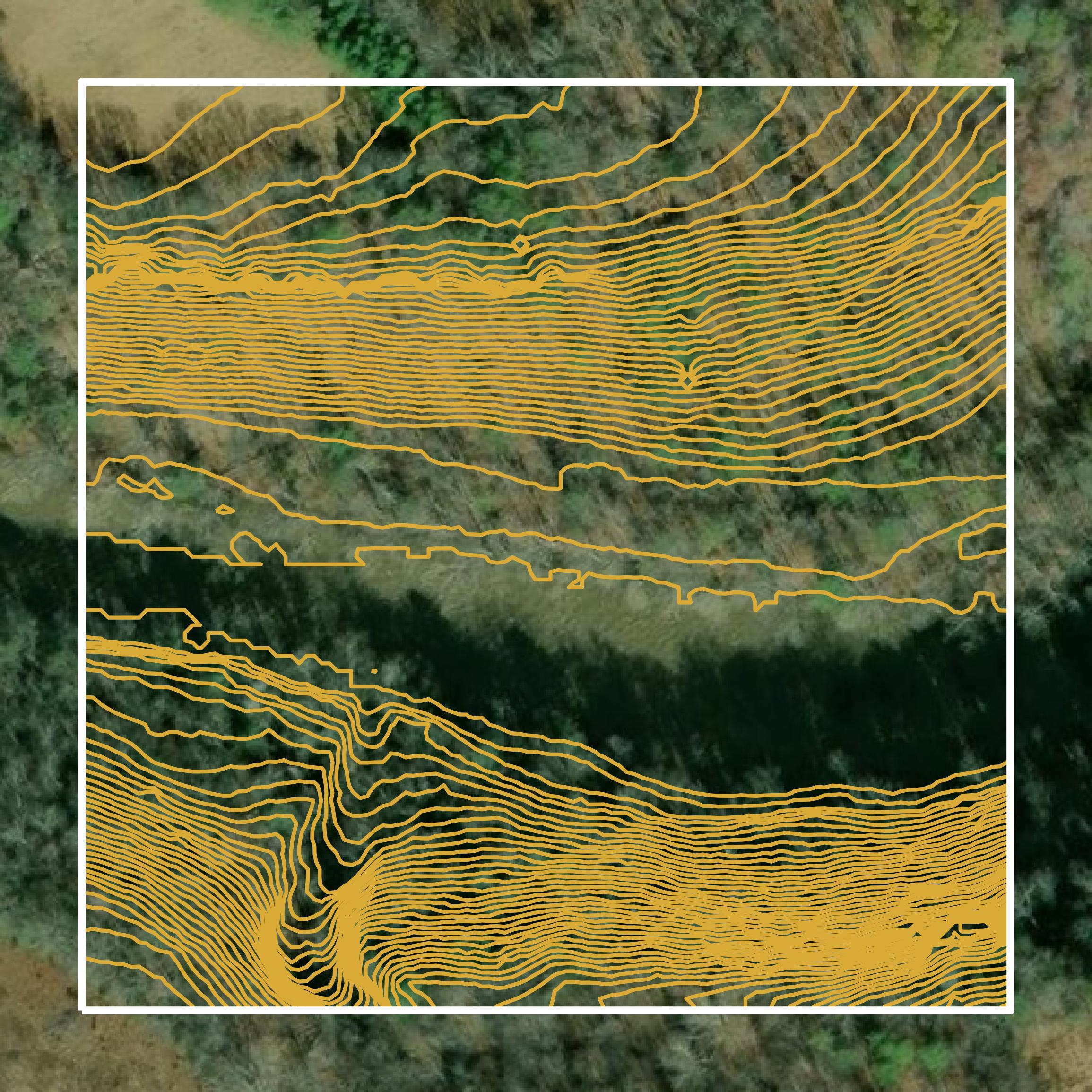 This image shows a contour map in Mercer County created using GIS data in Equator.