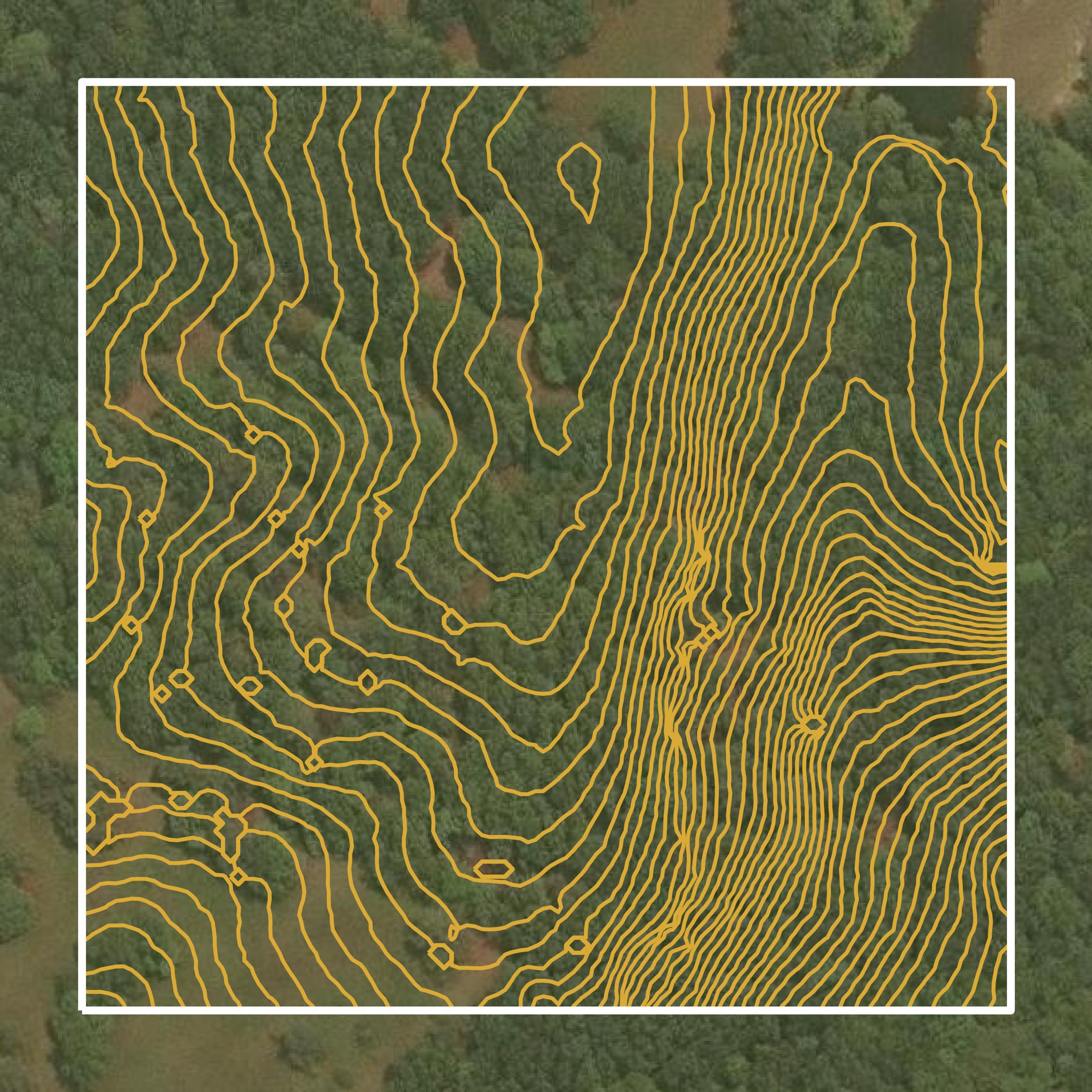 This image shows a contour map in Monroe County created using GIS data in Equator.