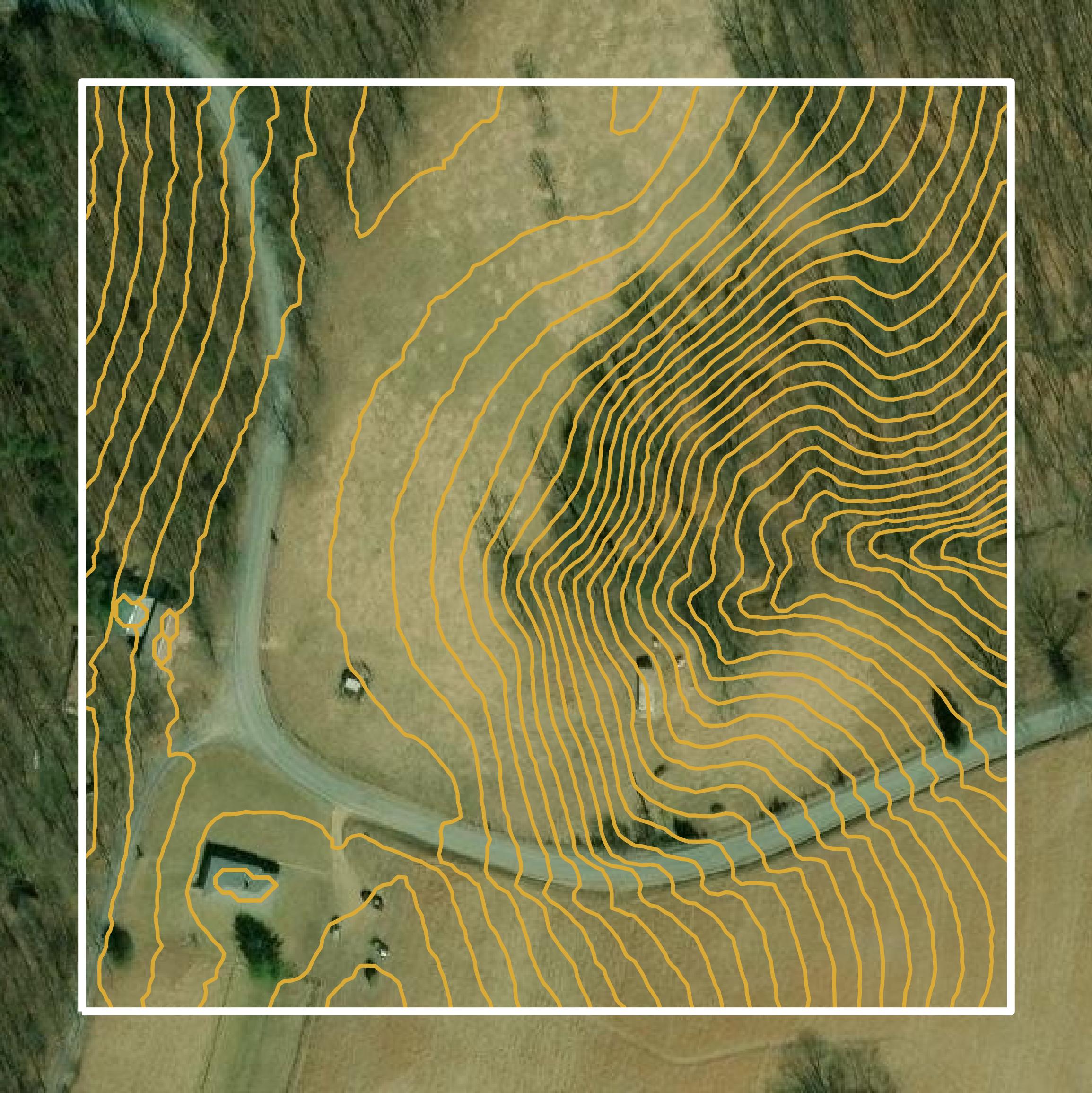 This image shows a contour map in Morgan County created using GIS data in Equator.