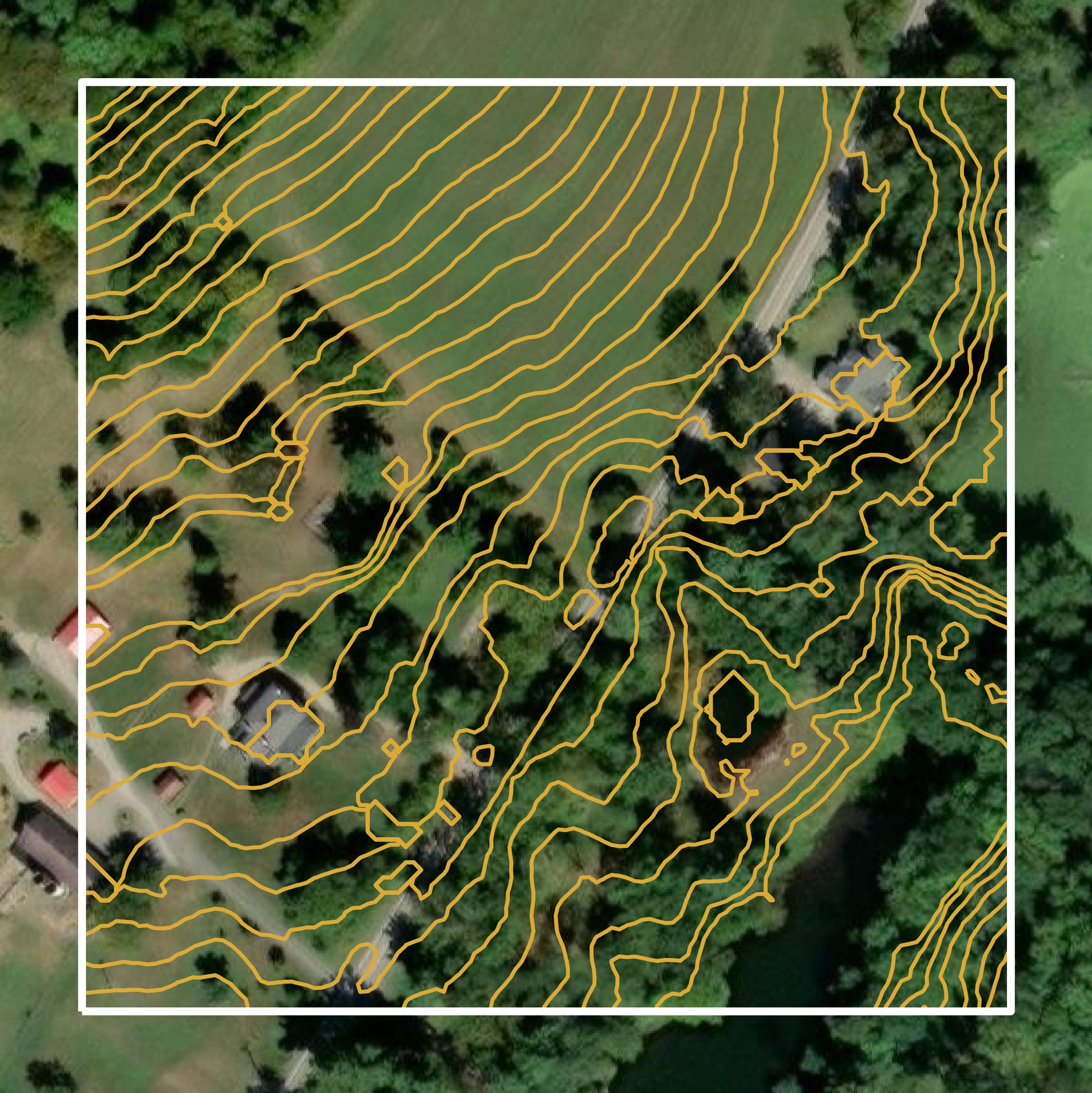 This image shows a contour map in Ohio County created using GIS data in Equator.
