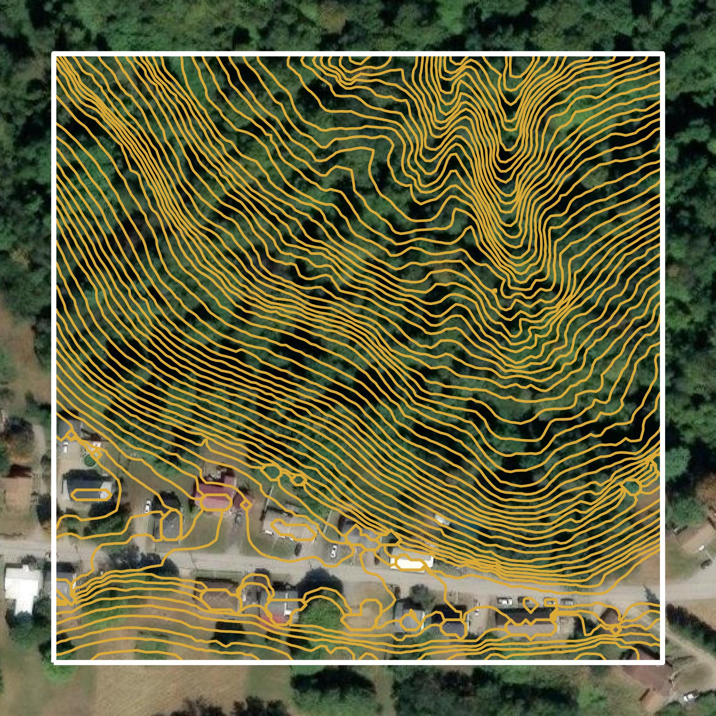 This image shows a contour map in Ohio County created using GIS data in Equator.