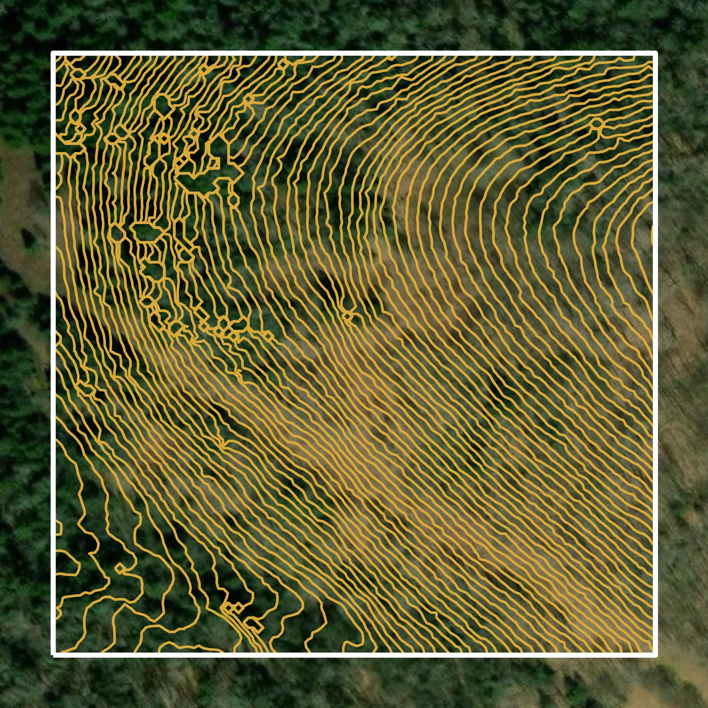 This image shows a contour map in Pocahontas County created using GIS data in Equator.
