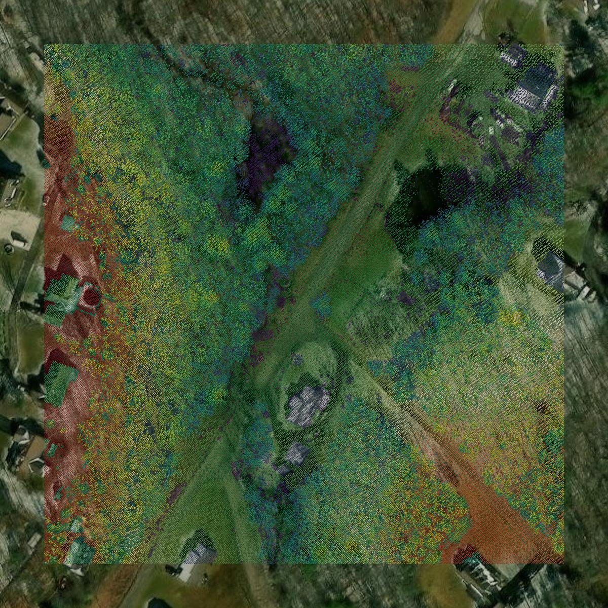This image shows a LiDAR point cloud in Raleigh County created using GIS data in Equator.