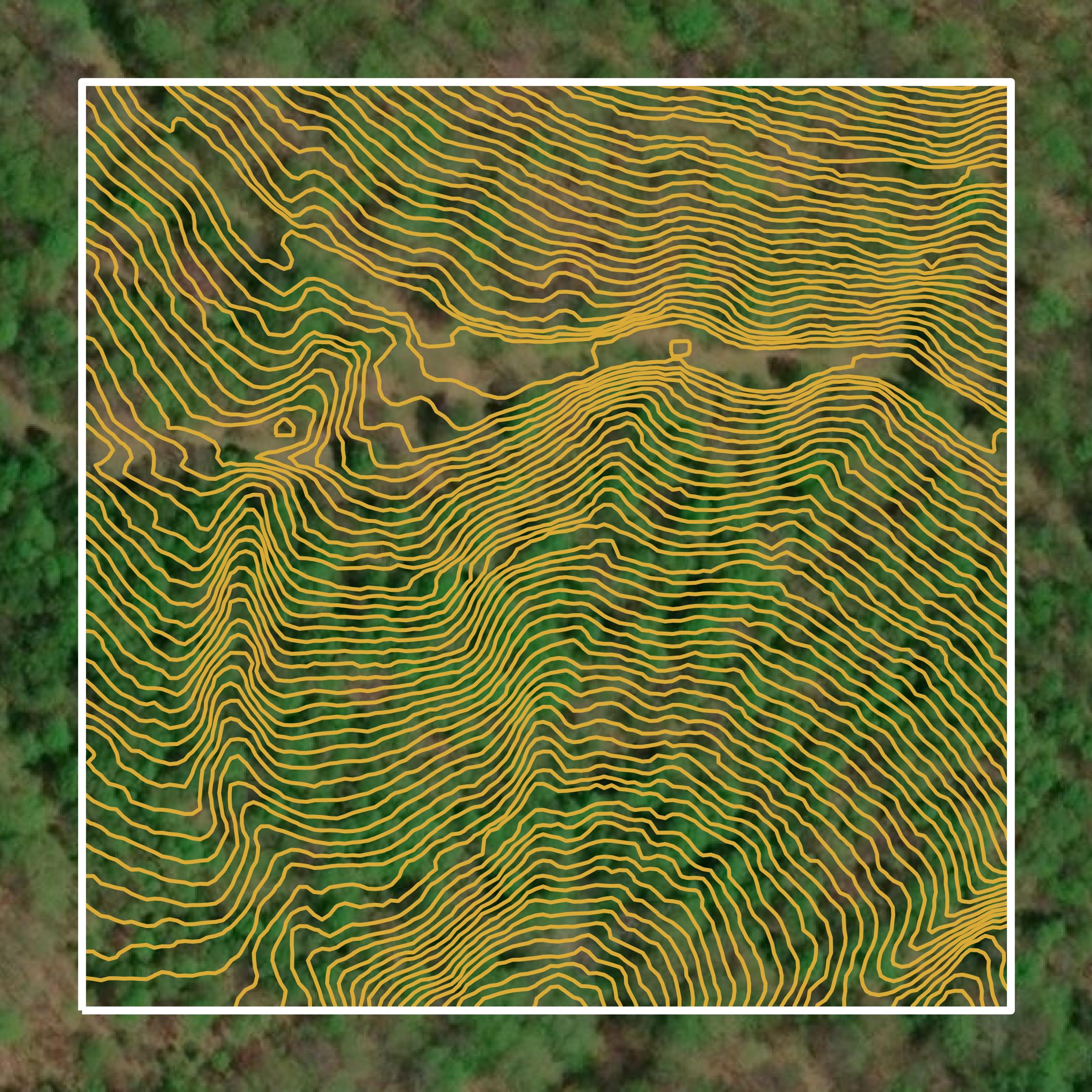 This image shows a contour map in Randolph County created using GIS data in Equator.
