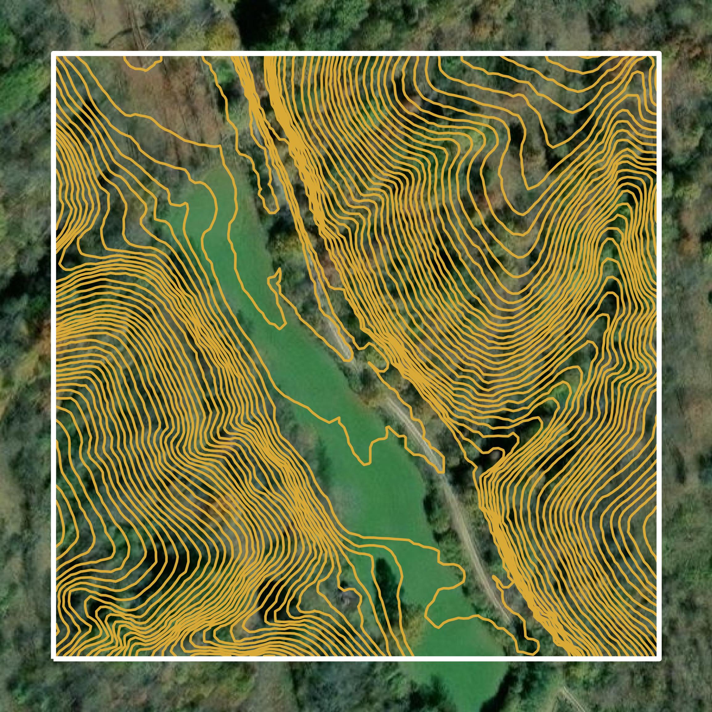 This image shows a contour map in Roane County created using GIS data in Equator.
