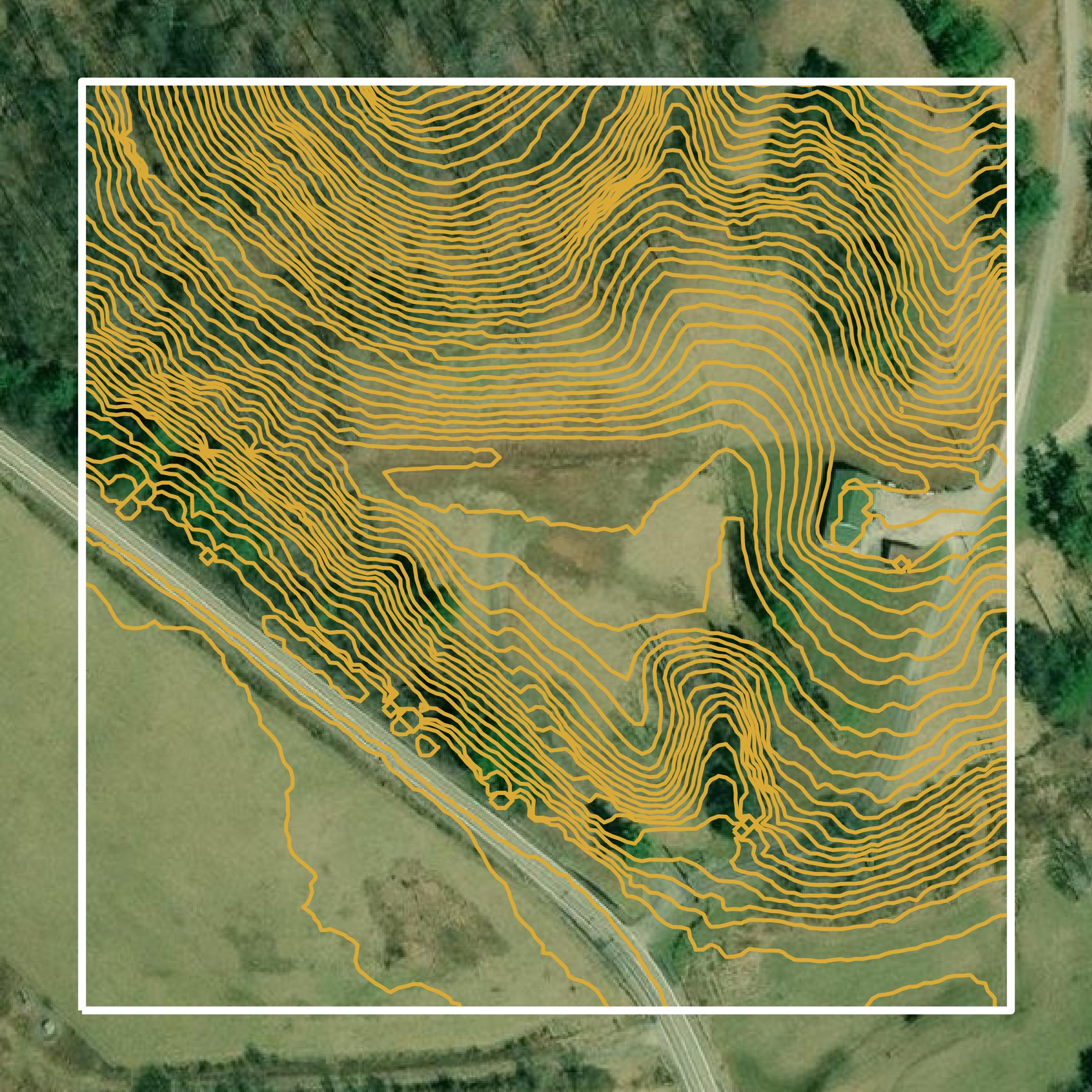 This image shows a contour map in Summers County created using GIS data in Equator.