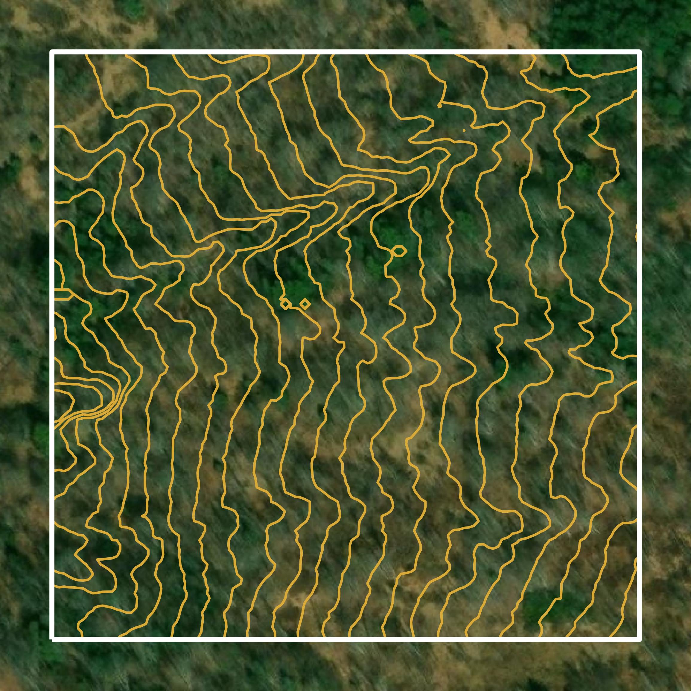This image shows a contour map in Tucker County created using GIS data in Equator.