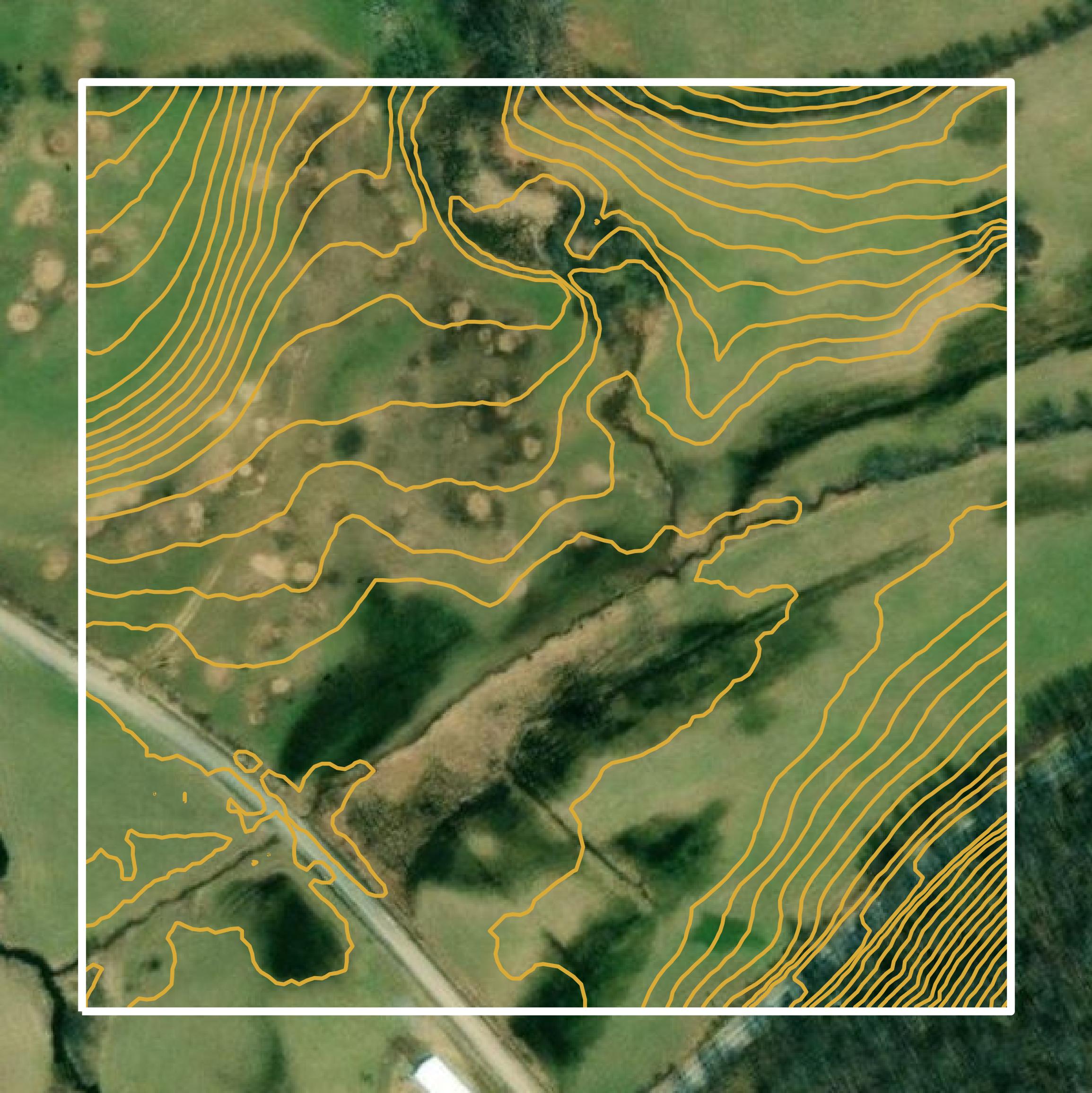 This image shows a contour map in Upshur County created using GIS data in Equator.