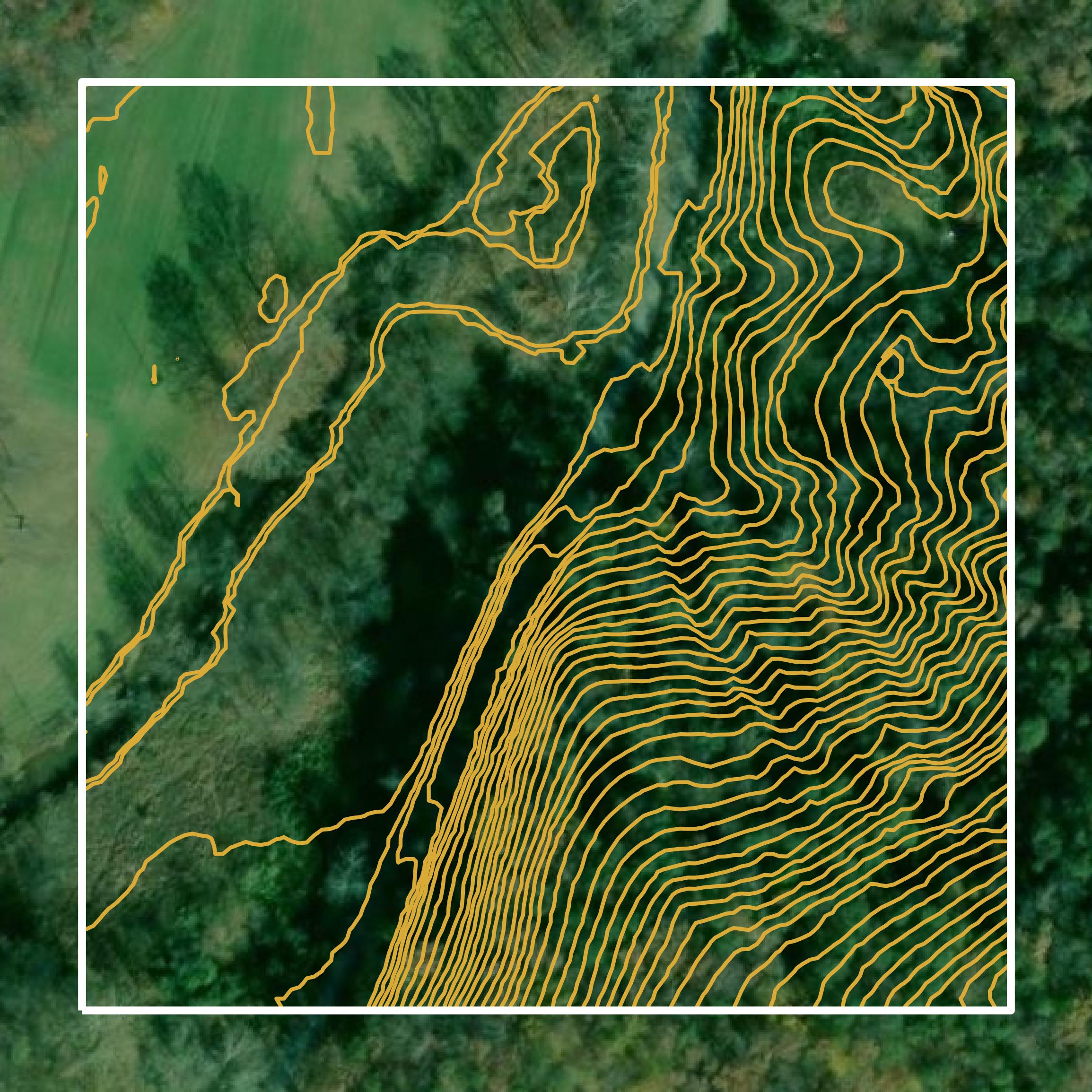 This image shows a contour map in Wayne County created using GIS data in Equator.