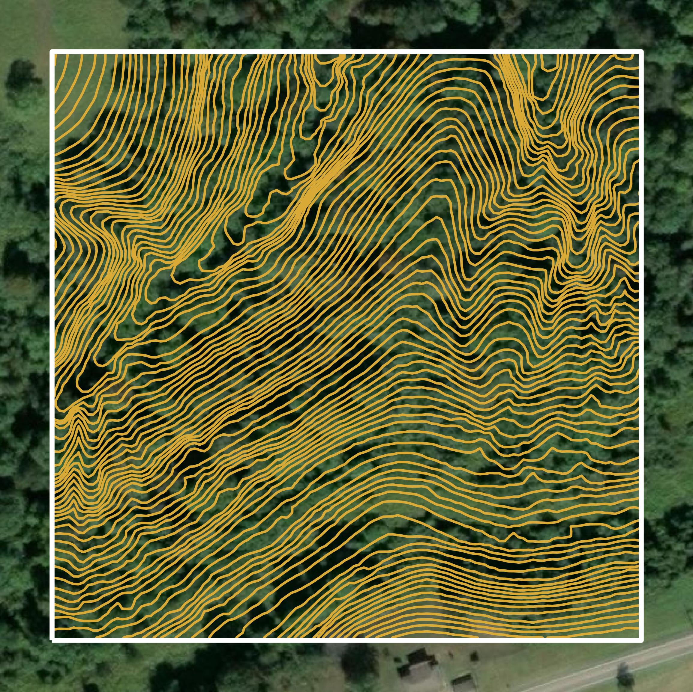 This image shows a contour map in Wetzel County created using GIS data in Equator.