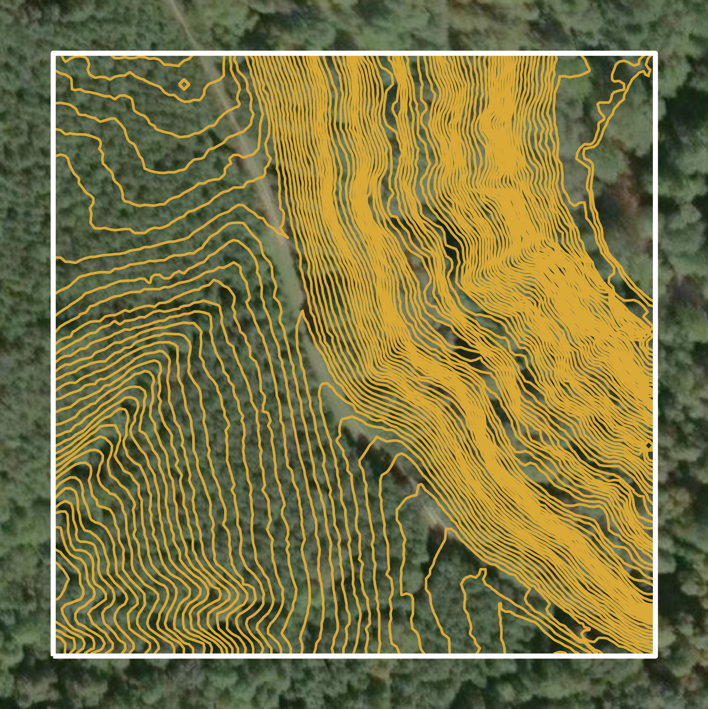This image shows a contour map in Wirt County created using GIS data in Equator.