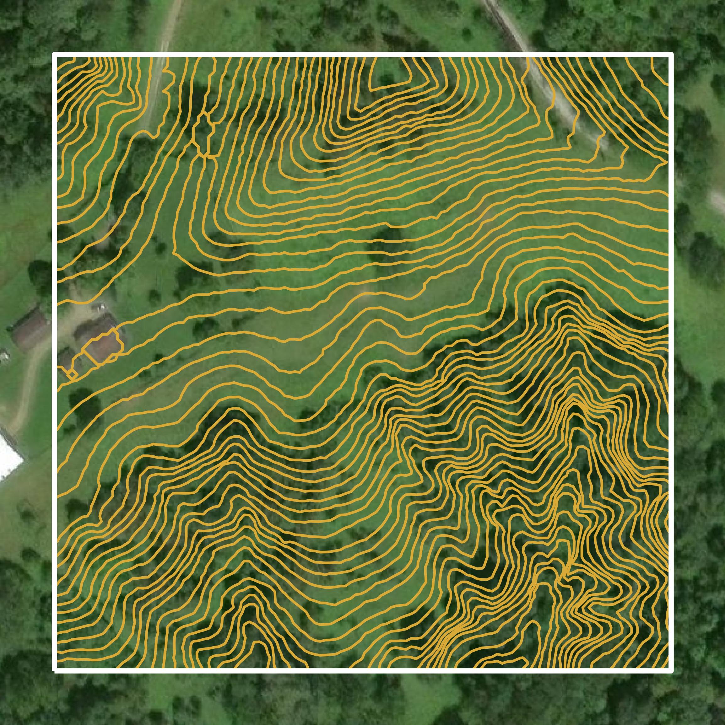 This image shows a contour map in Wood County created using GIS data in Equator.