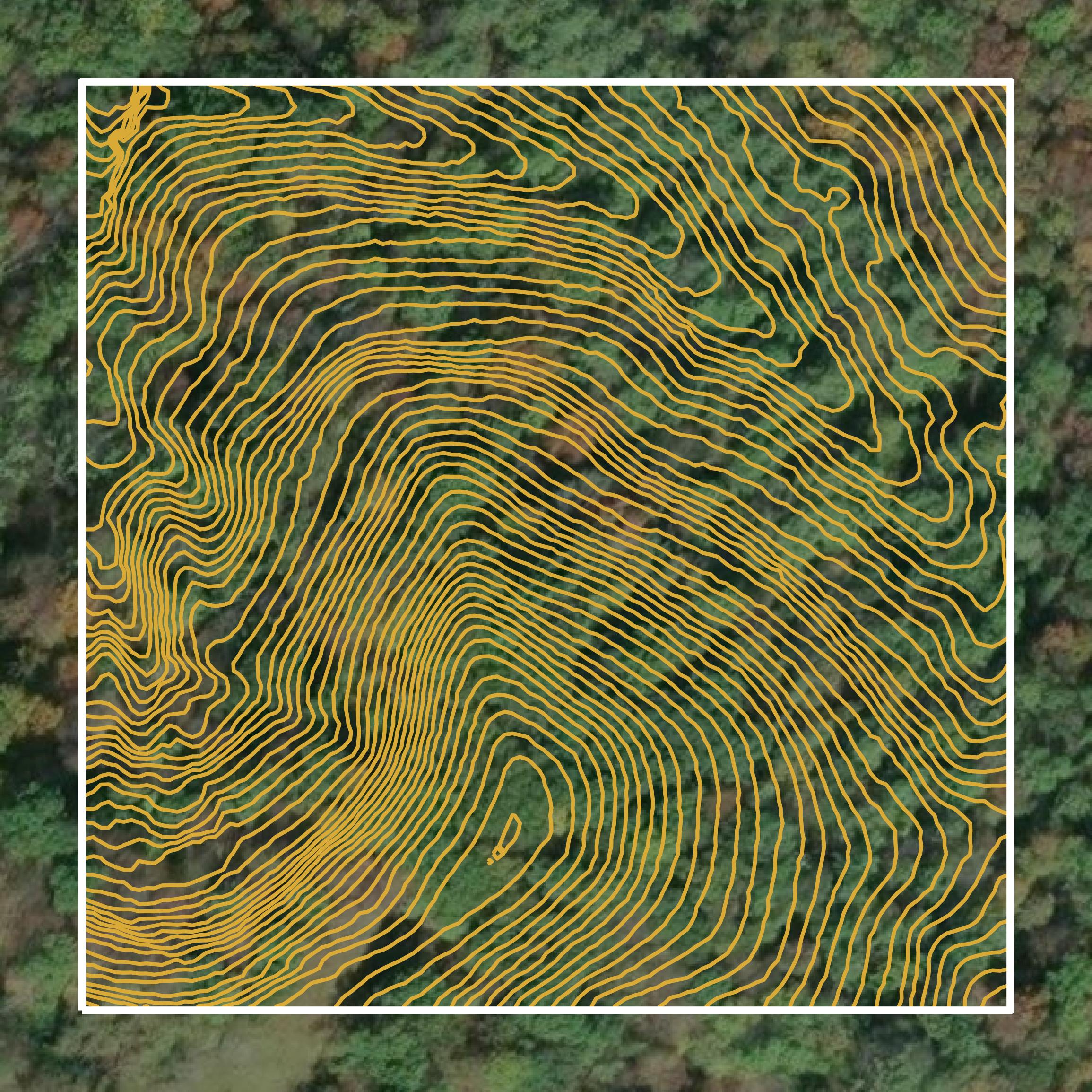 This image shows a contour map in Wood County created using GIS data in Equator.