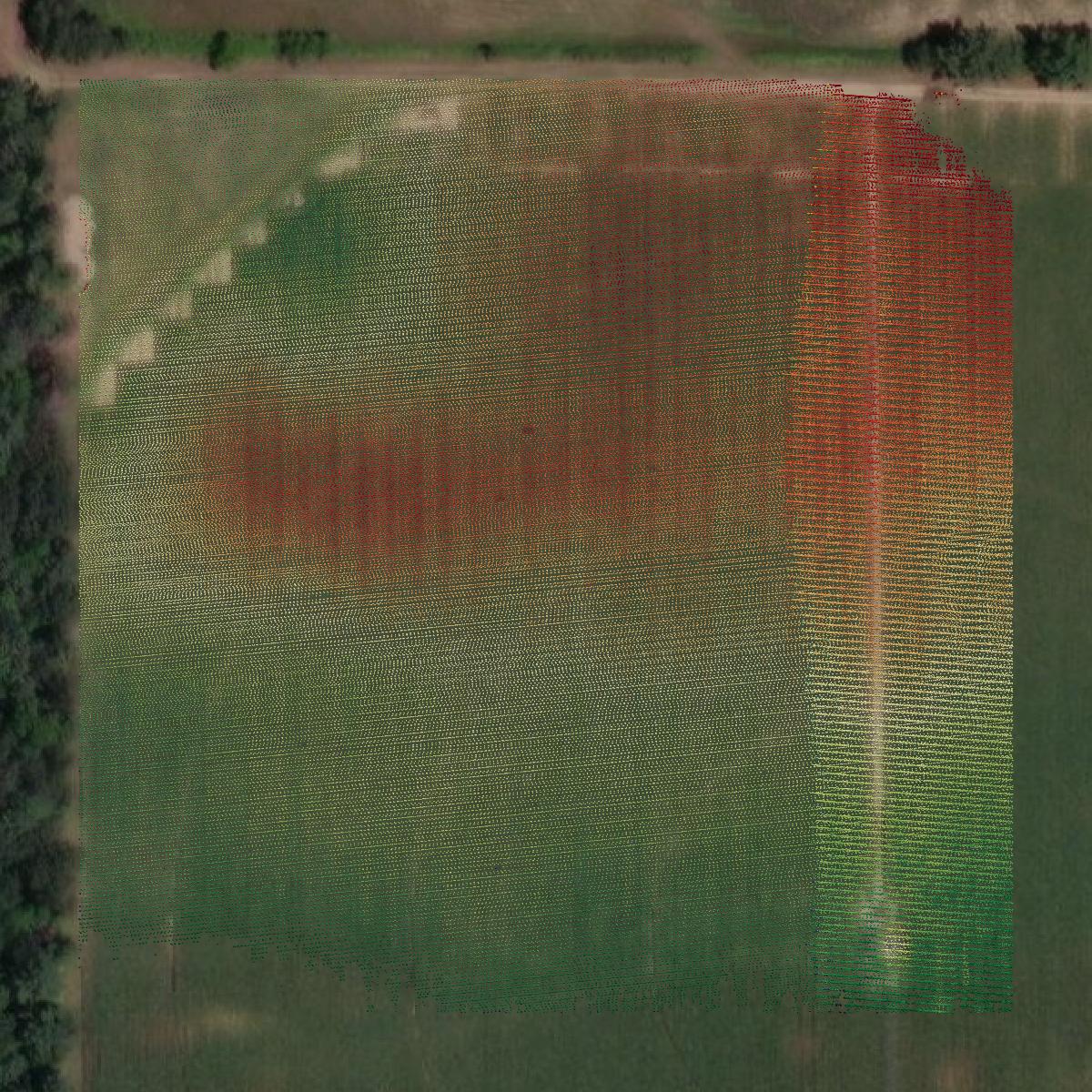 This image shows a LiDAR point cloud in Adams County created using GIS data in Equator.