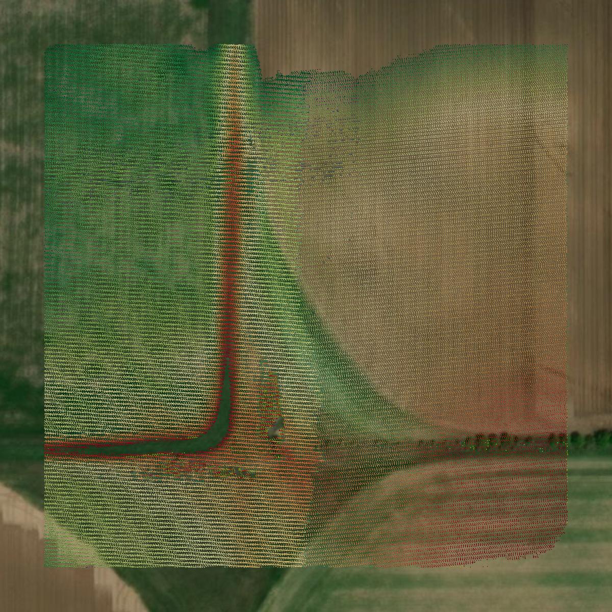 This image shows a LiDAR point cloud in Adams County created using GIS data in Equator.