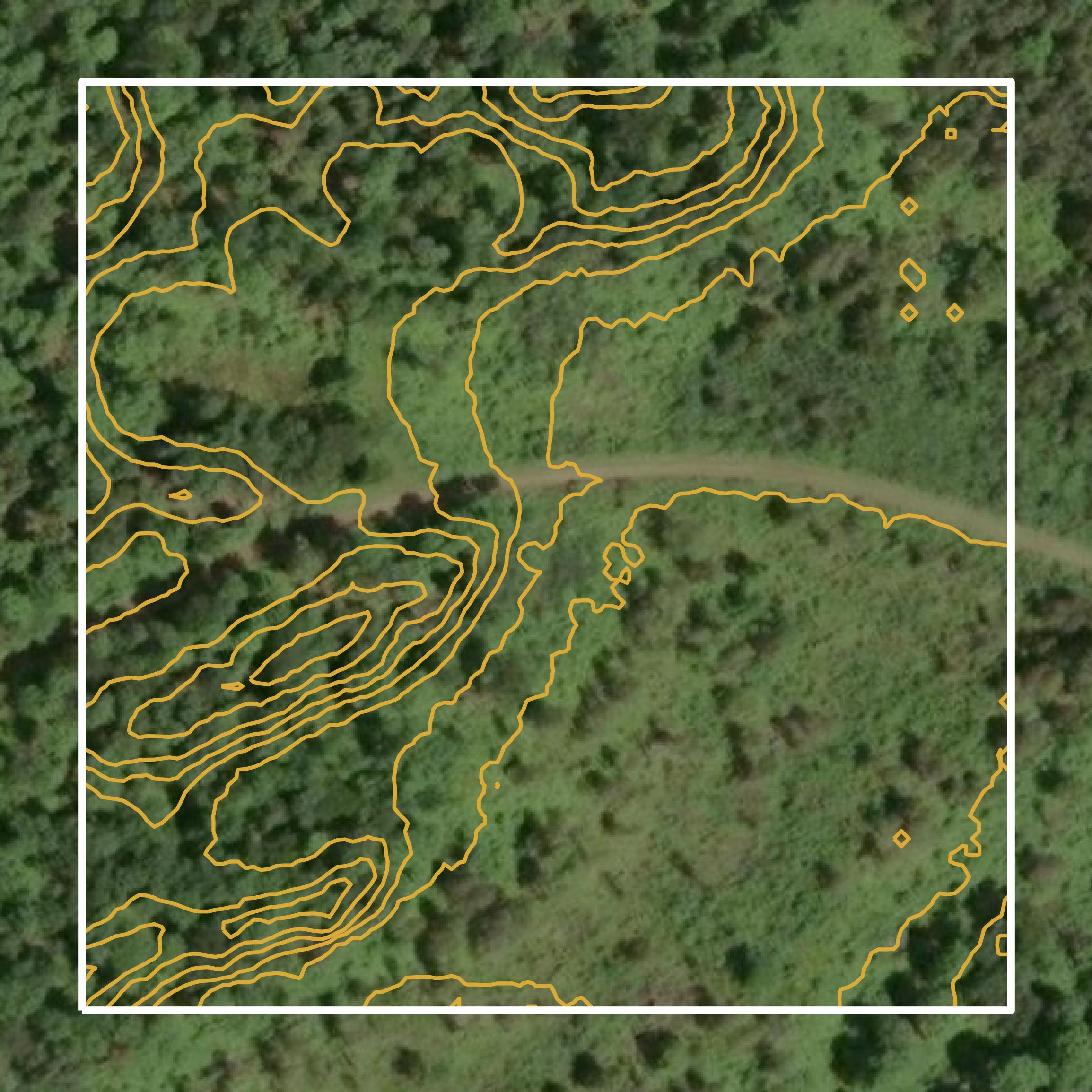 This image shows a contour map in Ashland County created using GIS data in Equator.