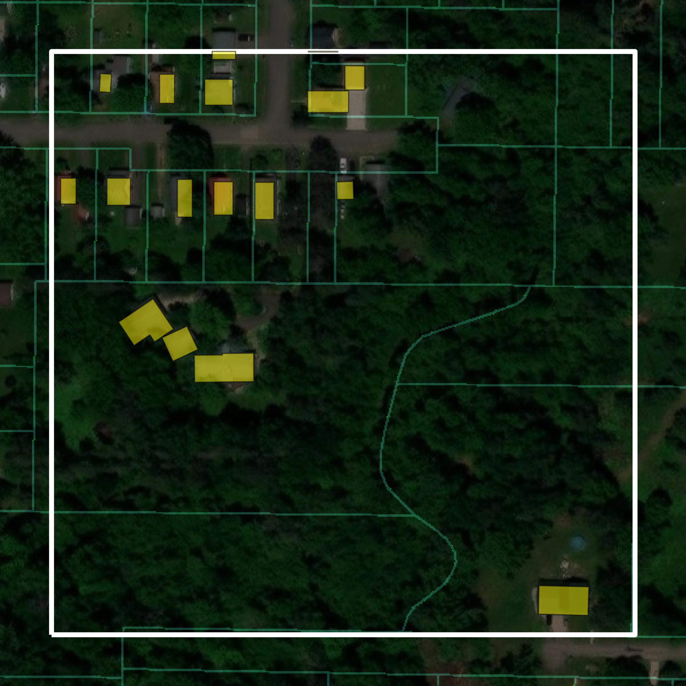 This image shows parcel and building data in Barron County created using GIS data in Equator.