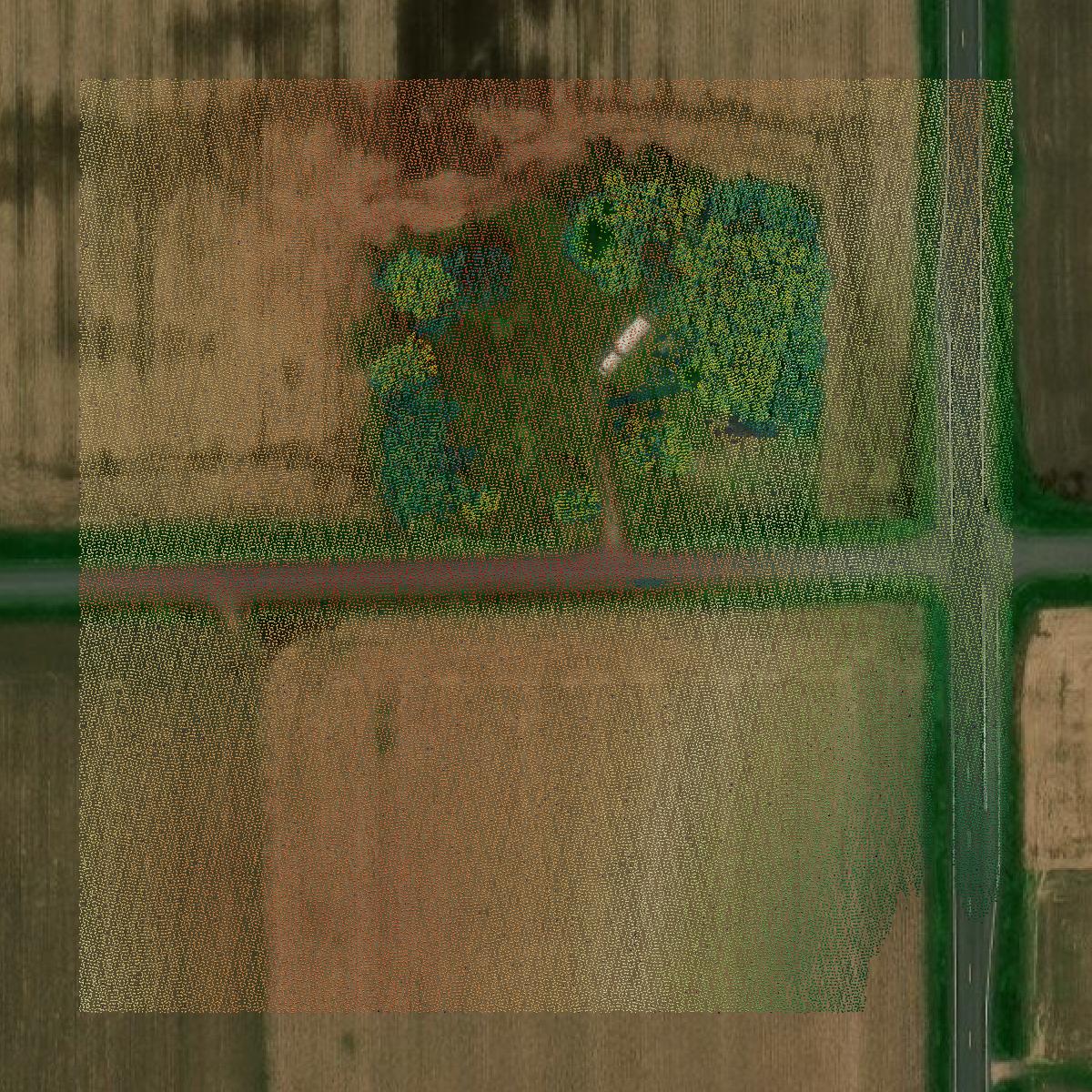 This image shows a LiDAR point cloud in Barron County created using GIS data in Equator.