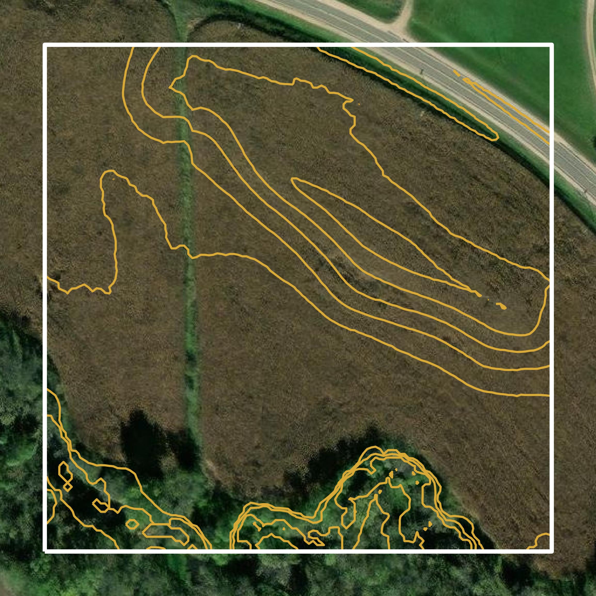 This image shows a contour map in Buffalo County created using GIS data in Equator.