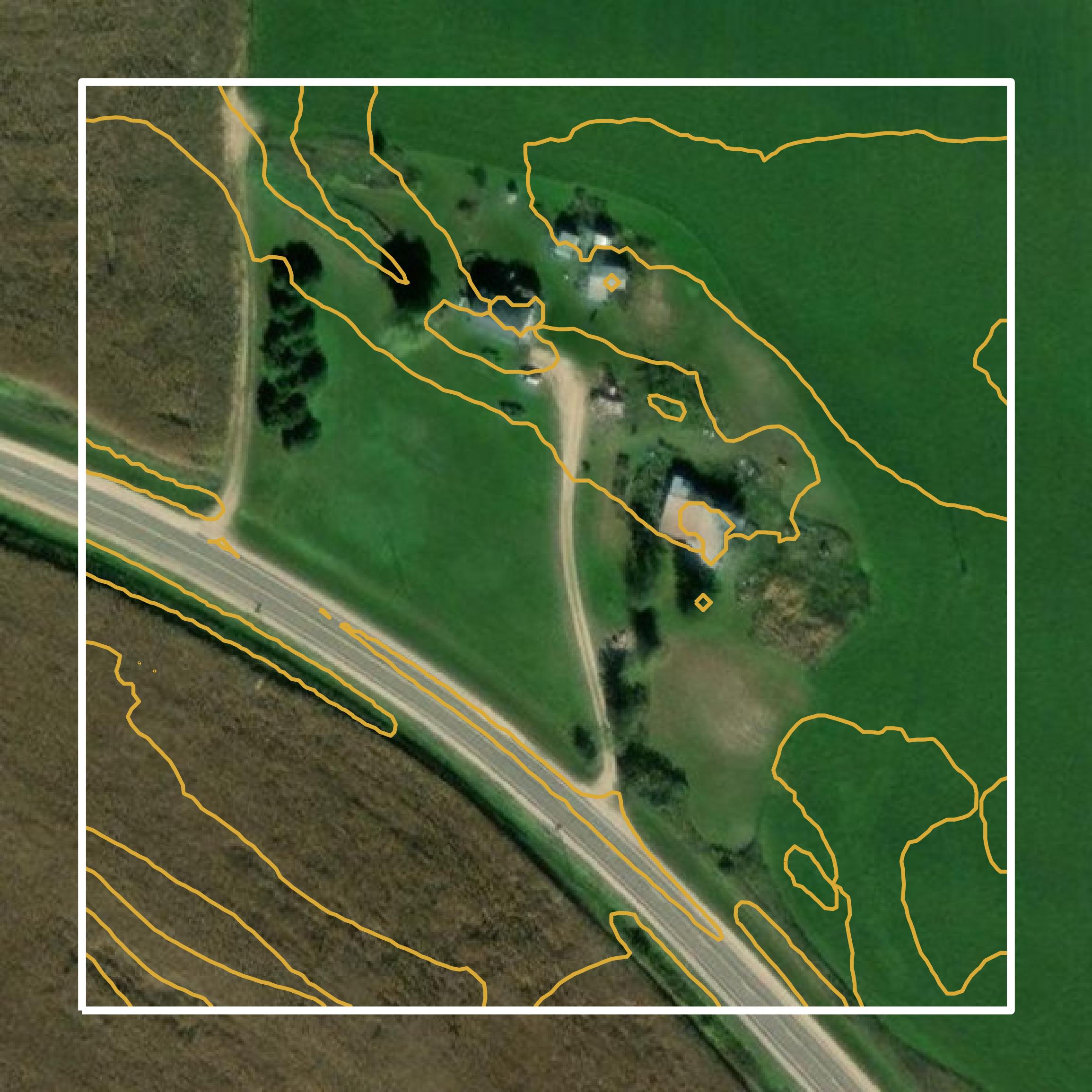 This image shows a contour map in Buffalo County created using GIS data in Equator.