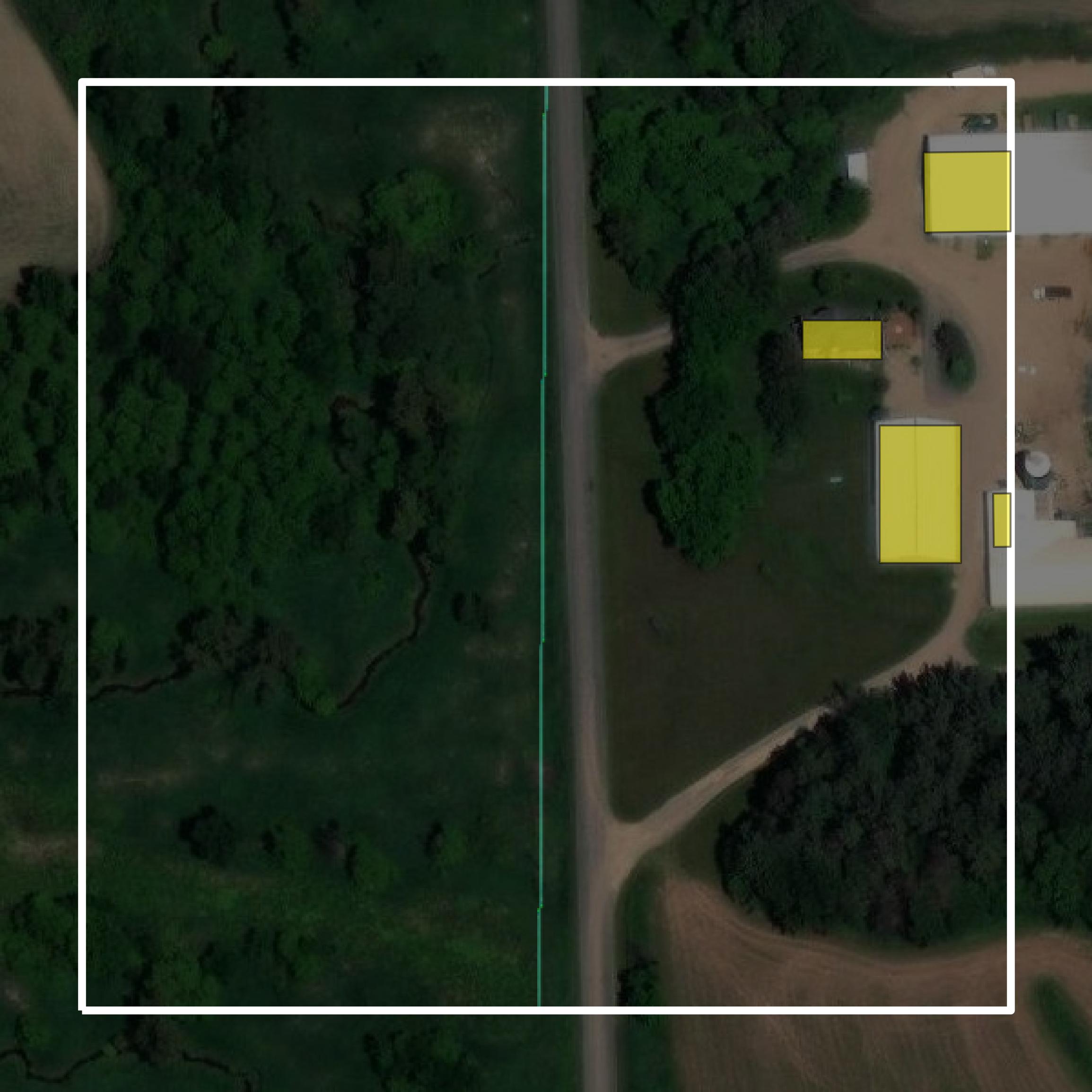 This image shows parcel and building data in Buffalo County created using GIS data in Equator.