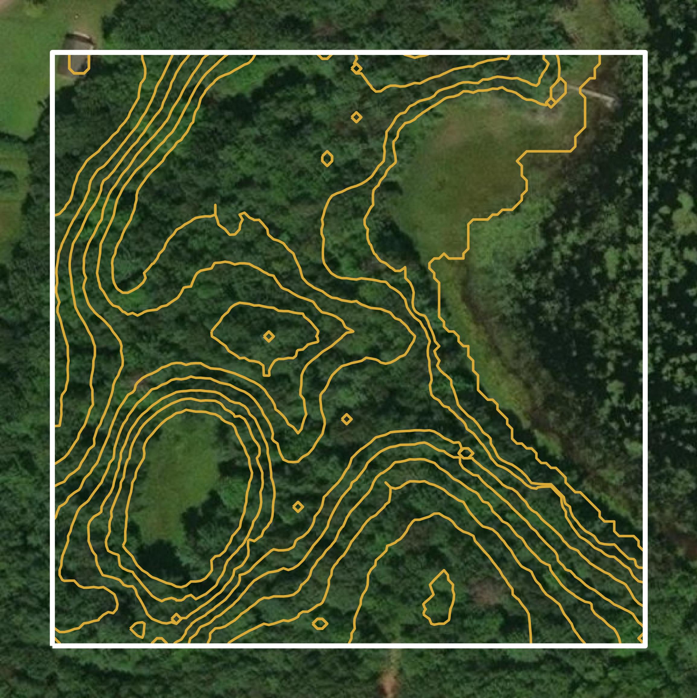 This image shows a contour map in Burnett County created using GIS data in Equator.
