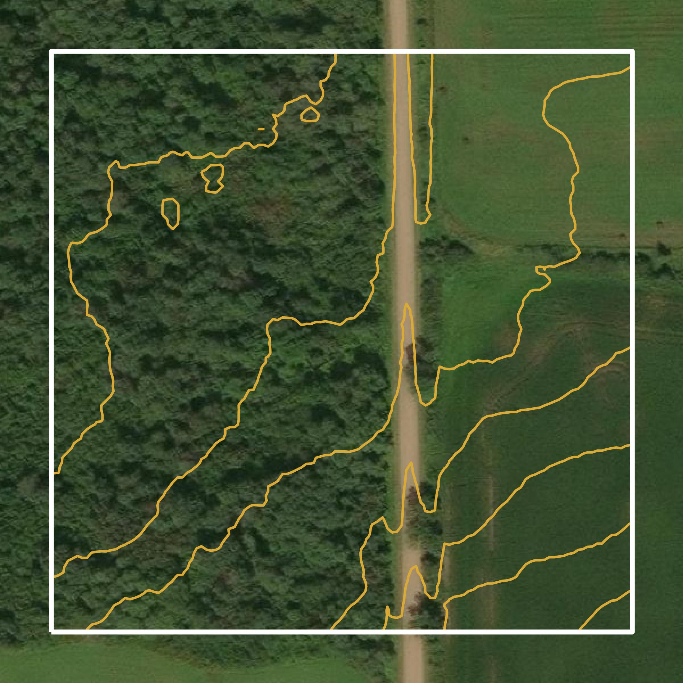 This image shows a contour map in Burnett County created using GIS data in Equator.