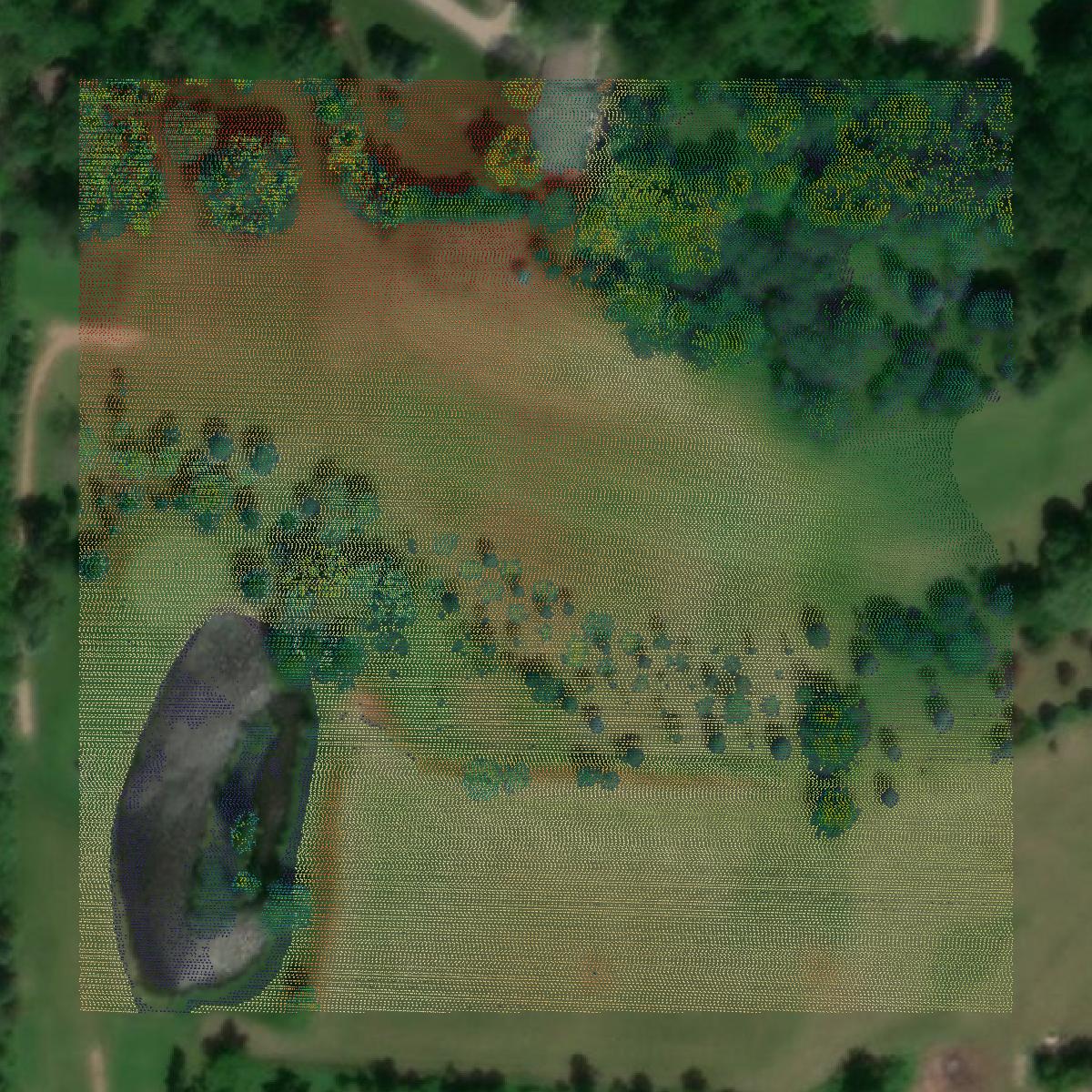 This image shows a LiDAR point cloud in Calumet County created using GIS data in Equator.