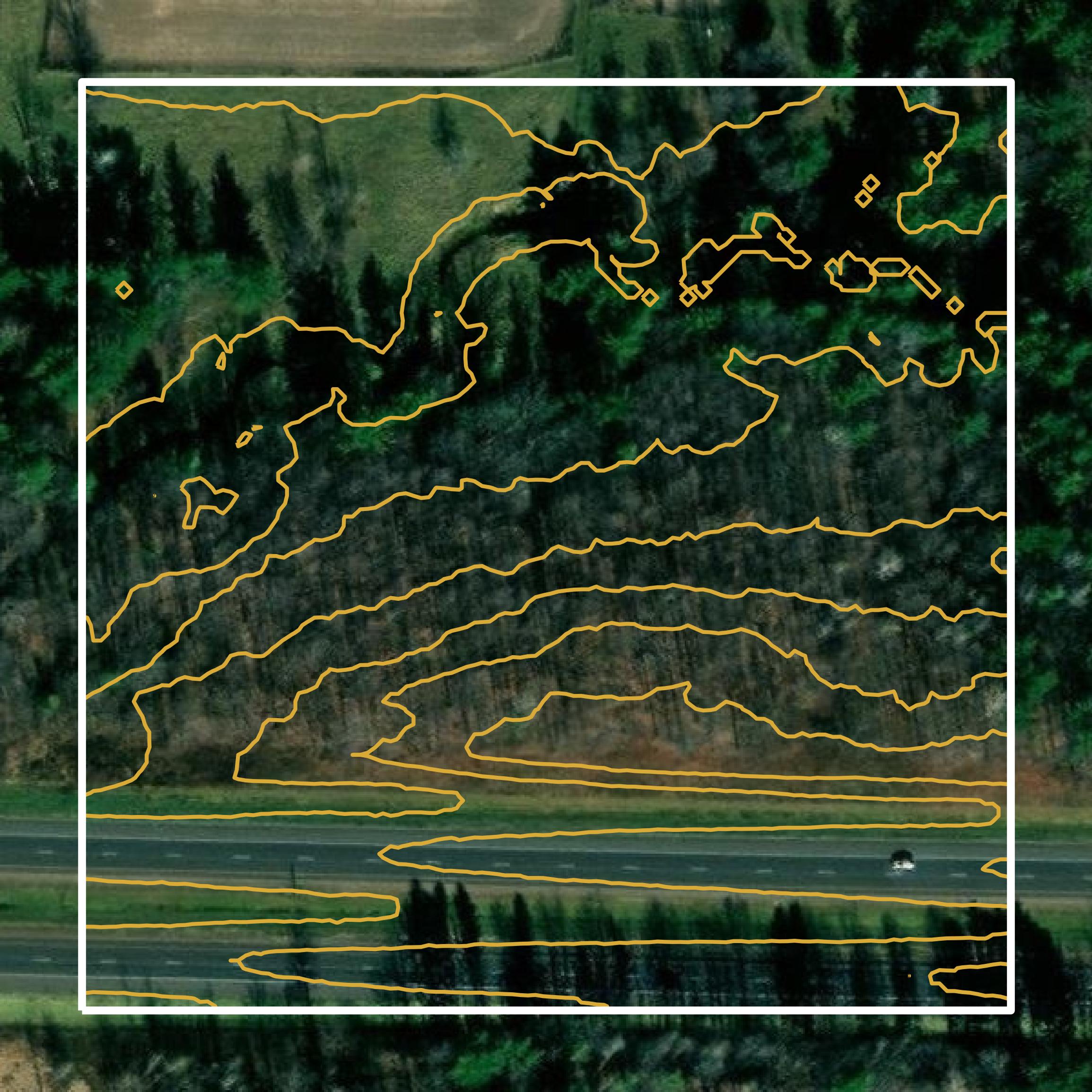 This image shows a contour map in Chippewa County created using GIS data in Equator.