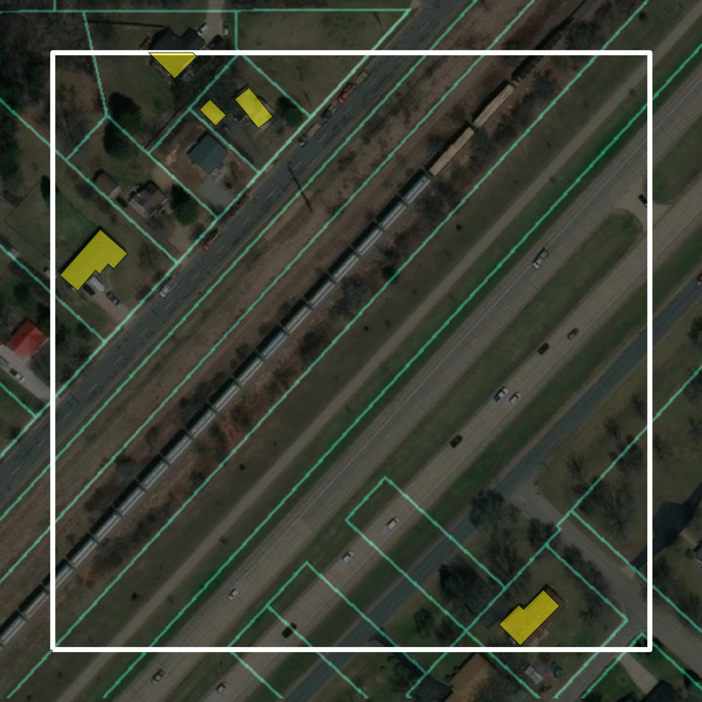 This image shows parcel and building data in Chippewa County created using GIS data in Equator.