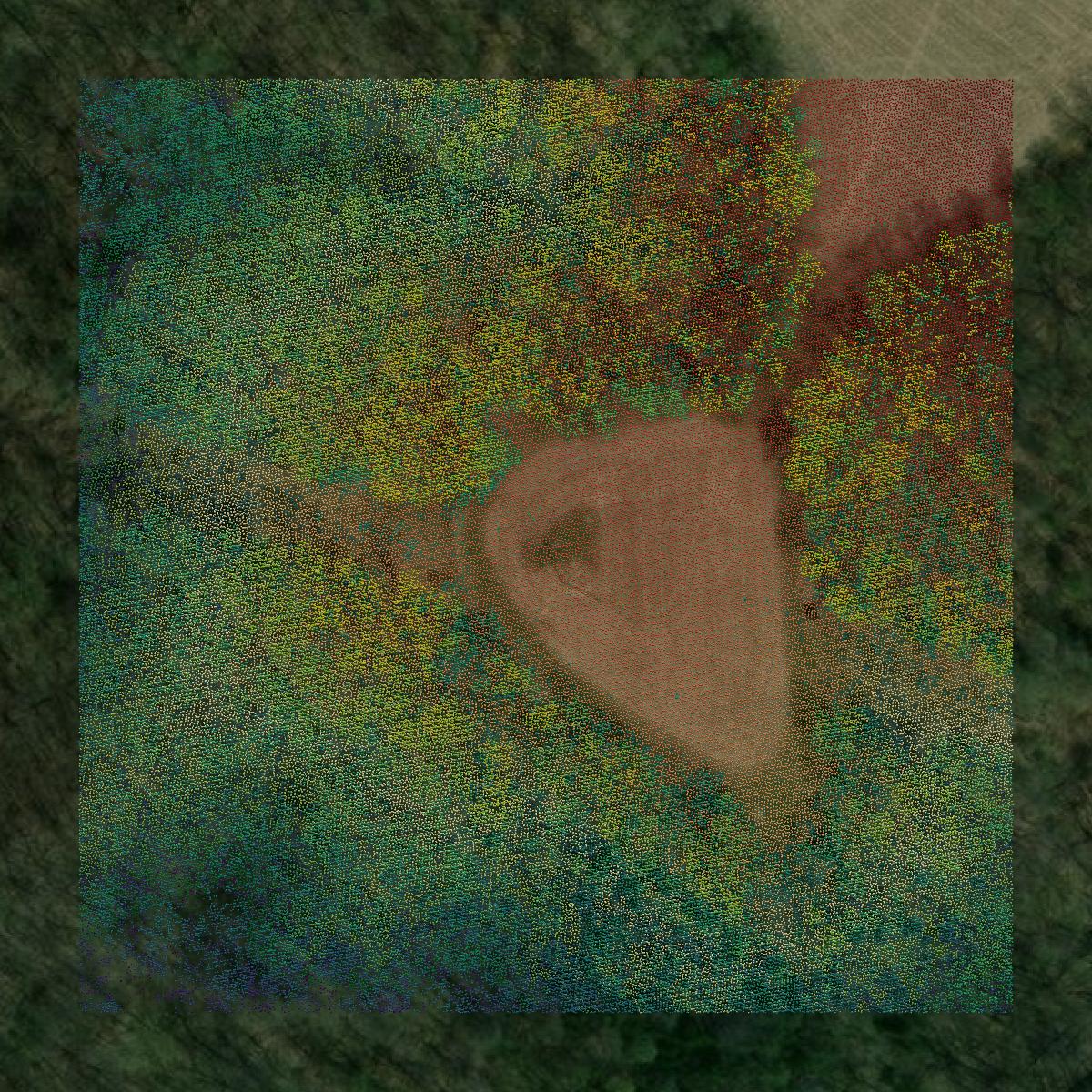 This image shows a LiDAR point cloud in Crawford County created using GIS data in Equator.