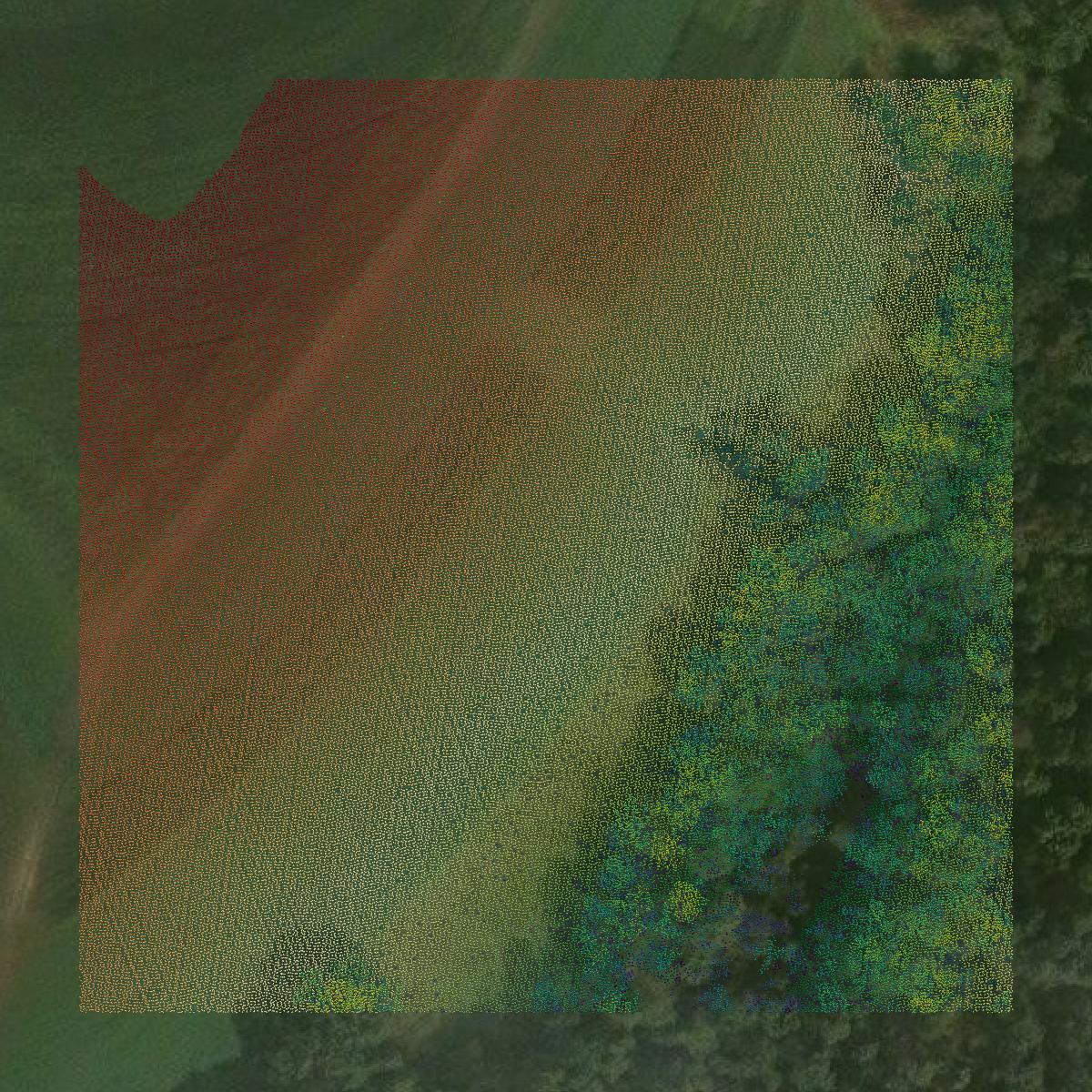 This image shows a LiDAR point cloud in Crawford County created using GIS data in Equator.