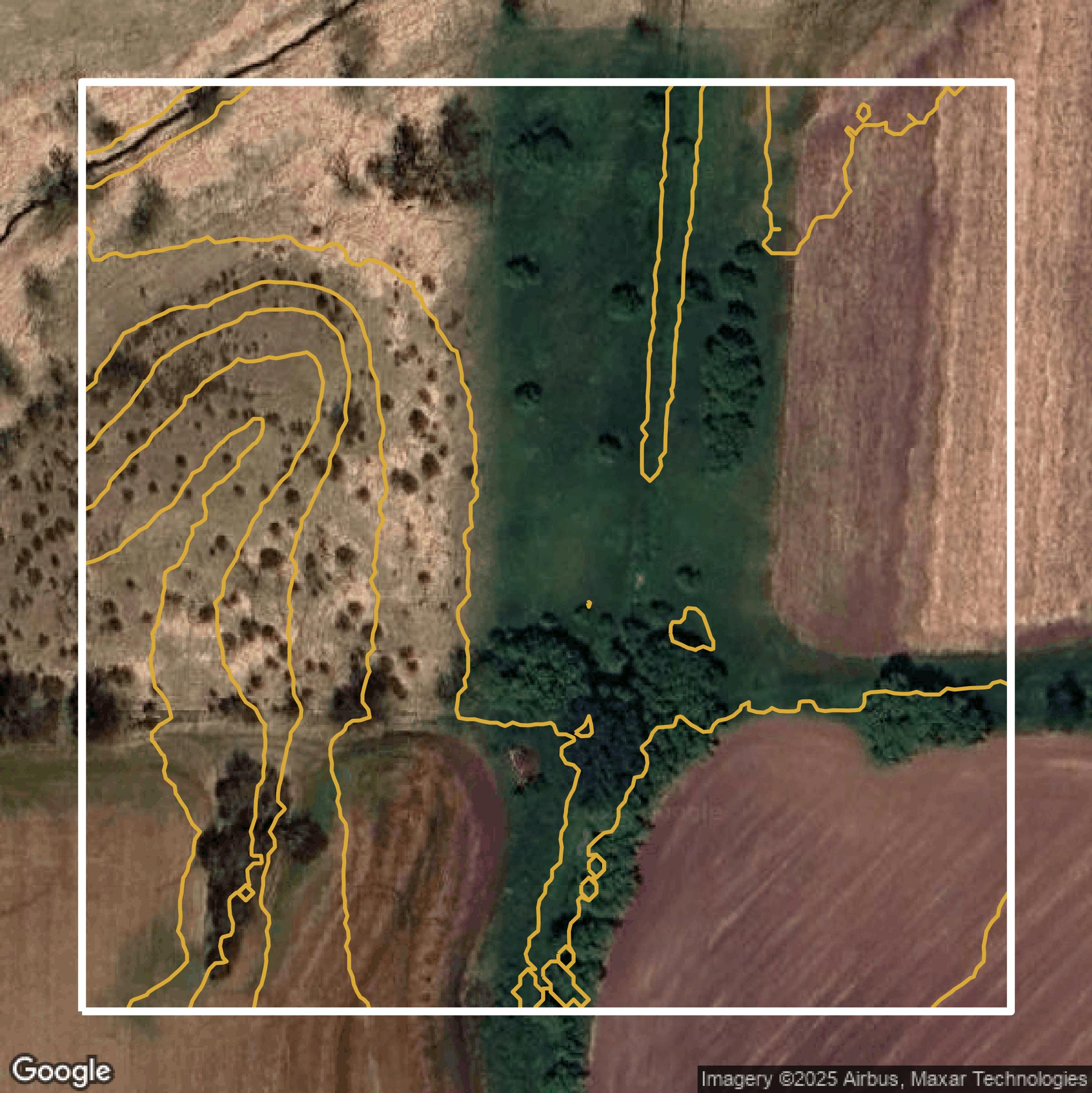 This image shows a contour map in Dane County created using GIS data in Equator.