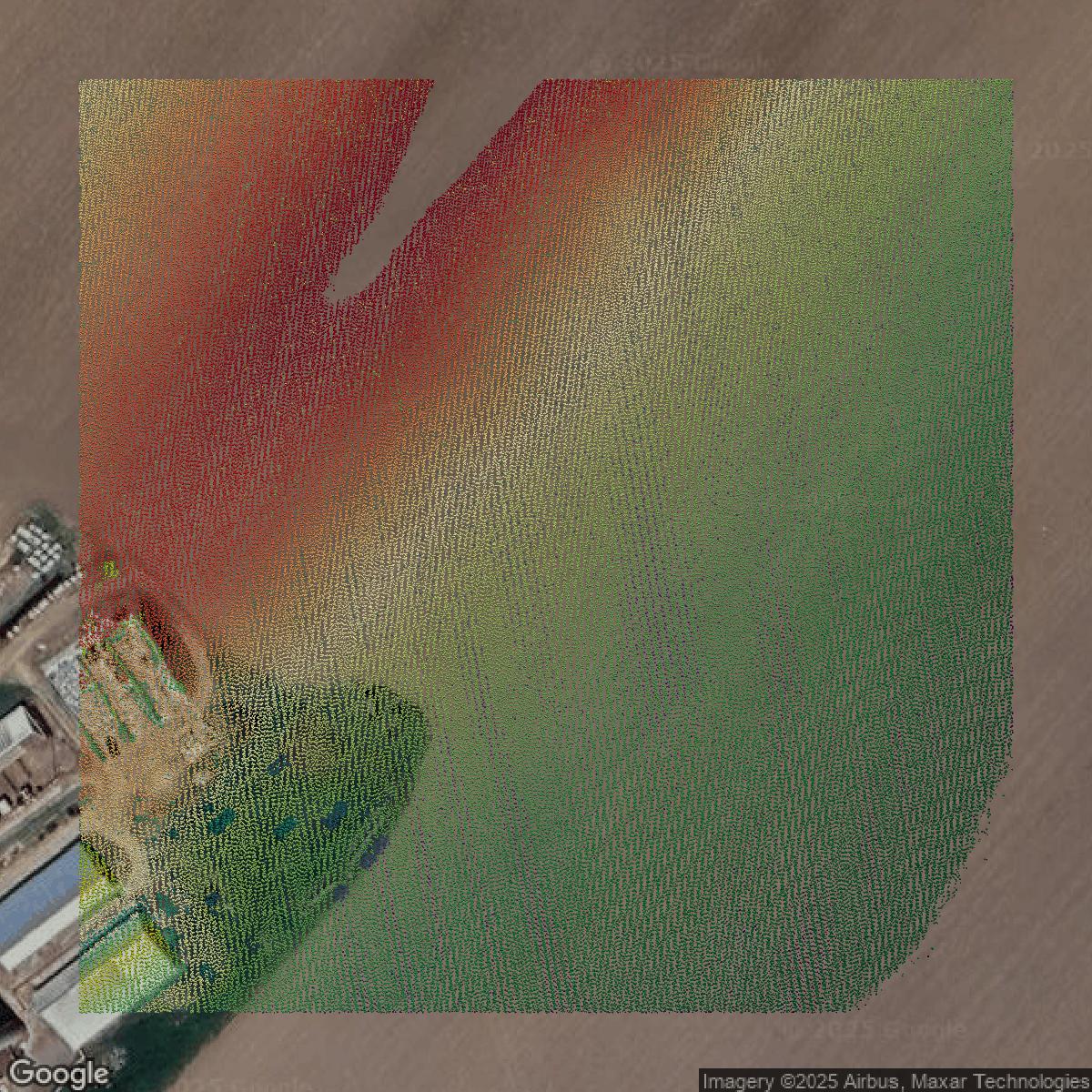 This image shows a LiDAR point cloud in Dane County created using GIS data in Equator.