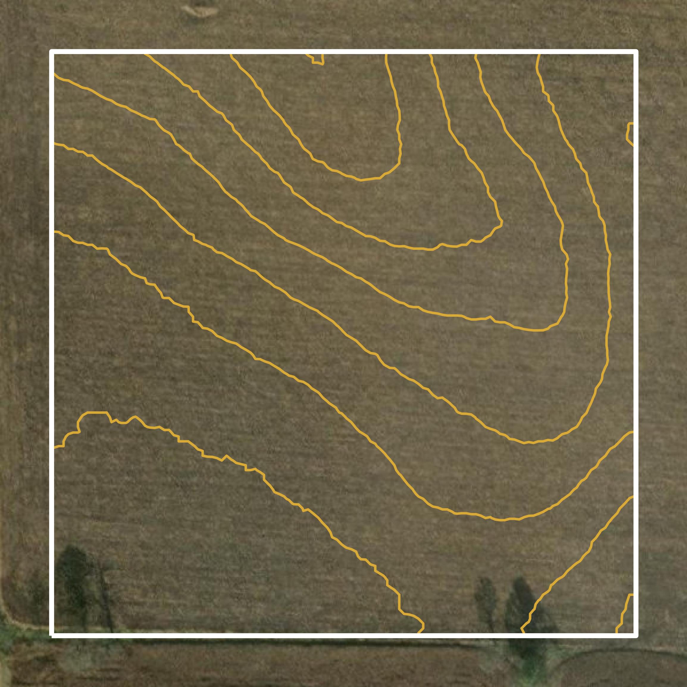 This image shows a contour map in Dodge County created using GIS data in Equator.