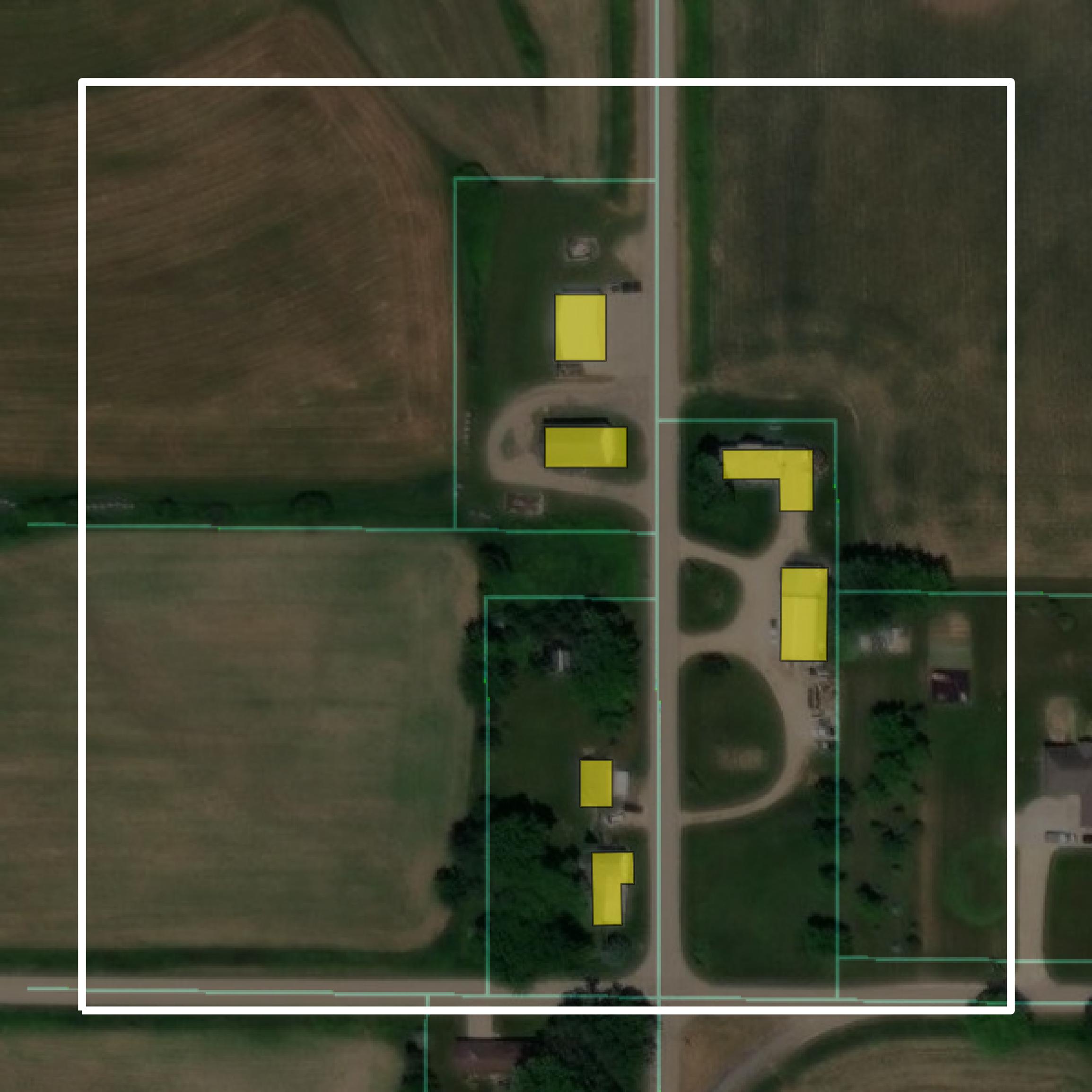 This image shows parcel and building data in Dodge County created using GIS data in Equator.