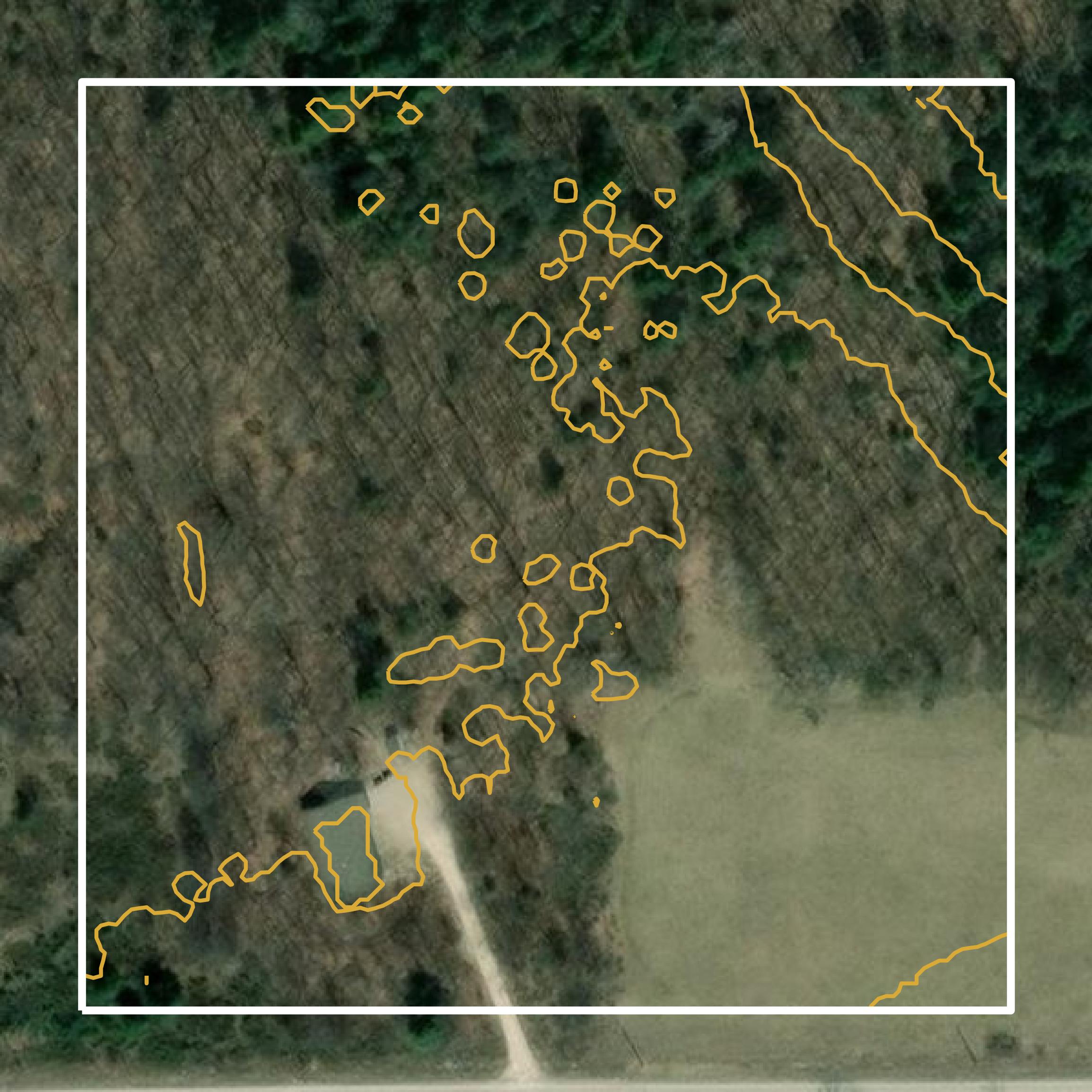 This image shows a contour map in Door County created using GIS data in Equator.