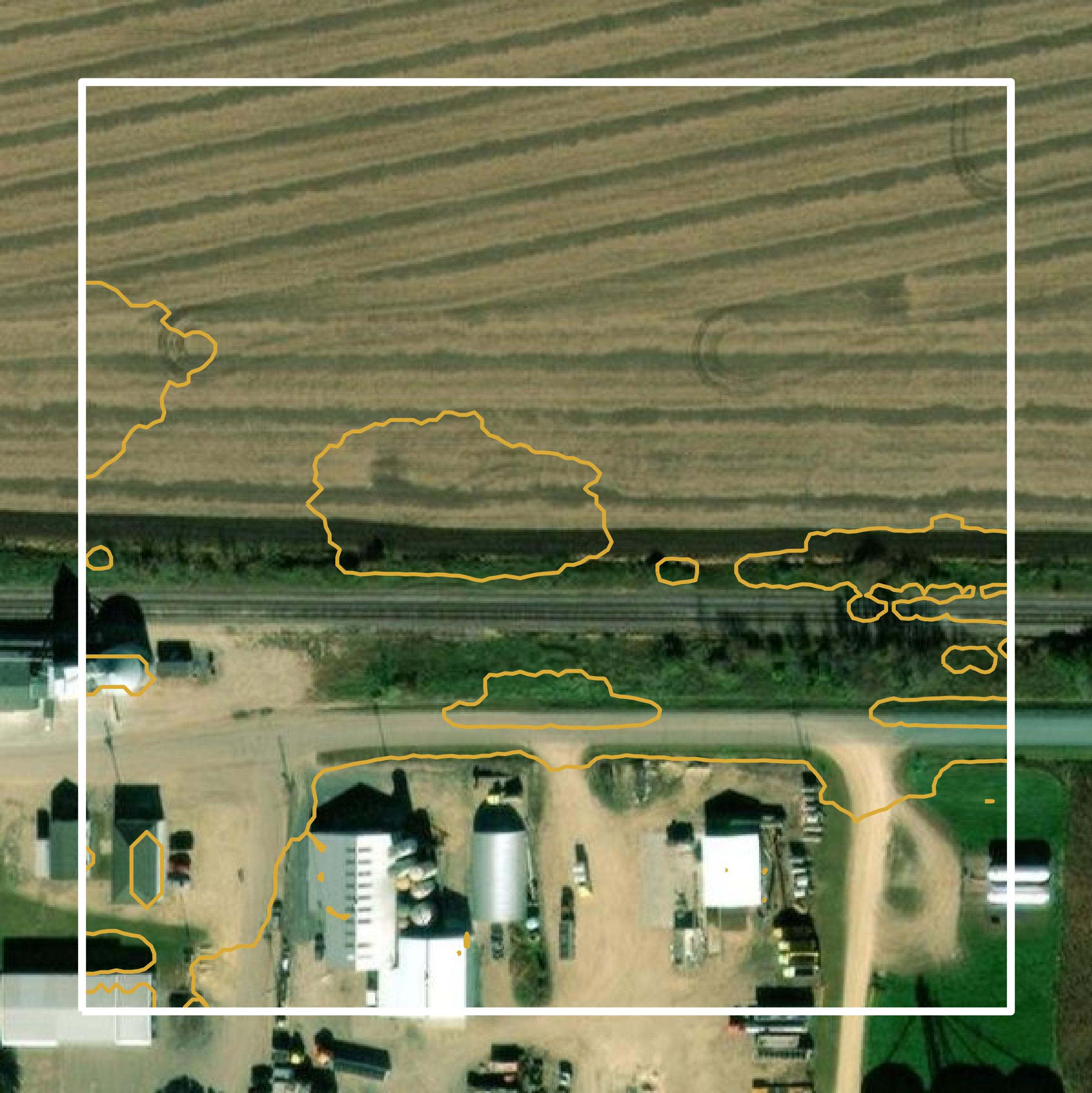 This image shows a contour map in Dunn County created using GIS data in Equator.