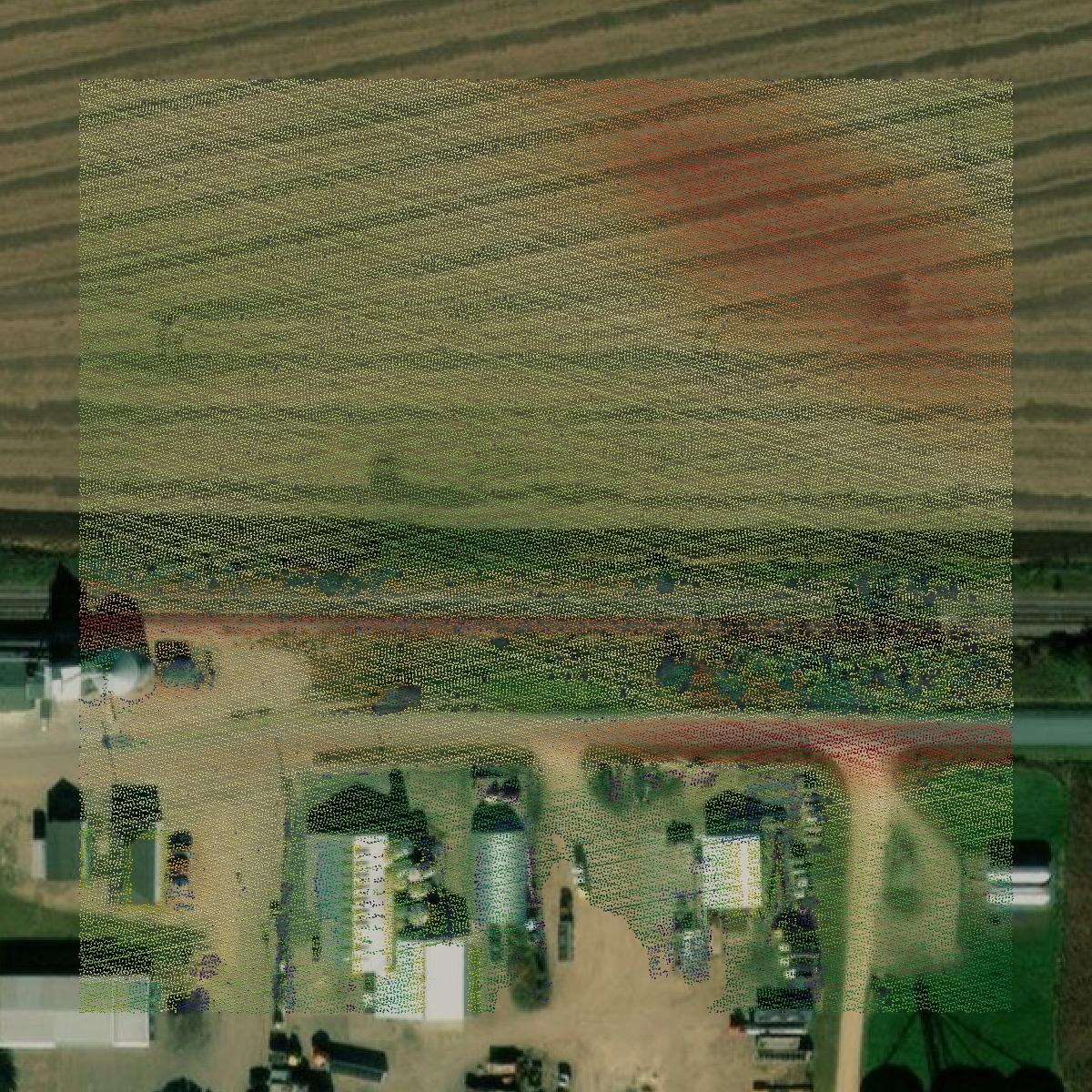 This image shows a LiDAR point cloud in Dunn County created using GIS data in Equator.