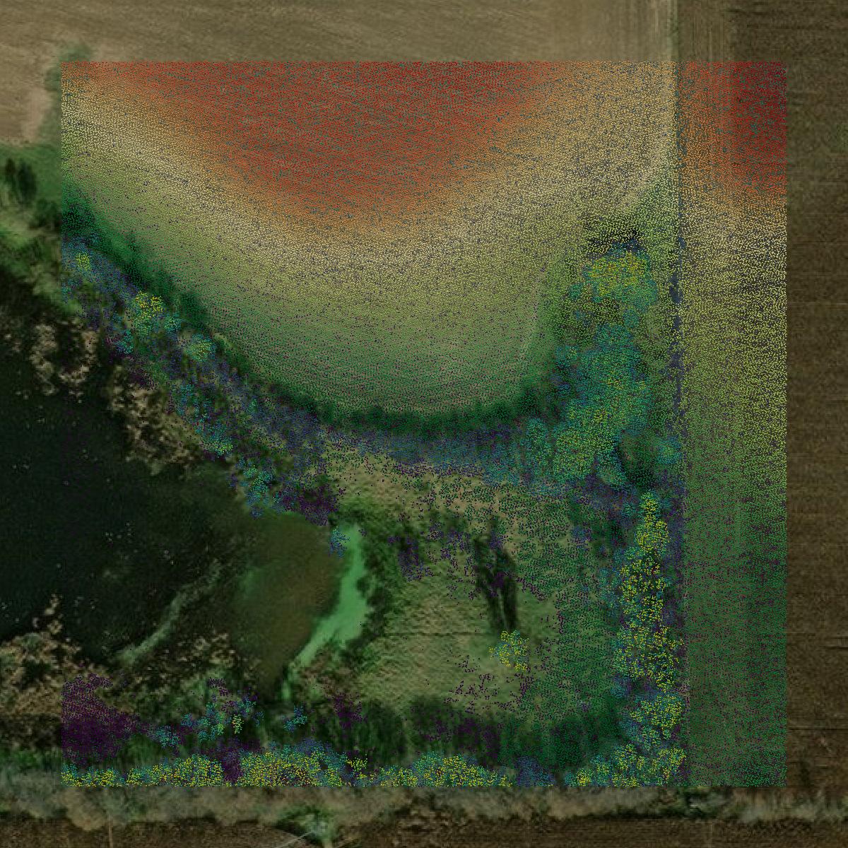This image shows a LiDAR point cloud in Dunn County created using GIS data in Equator.