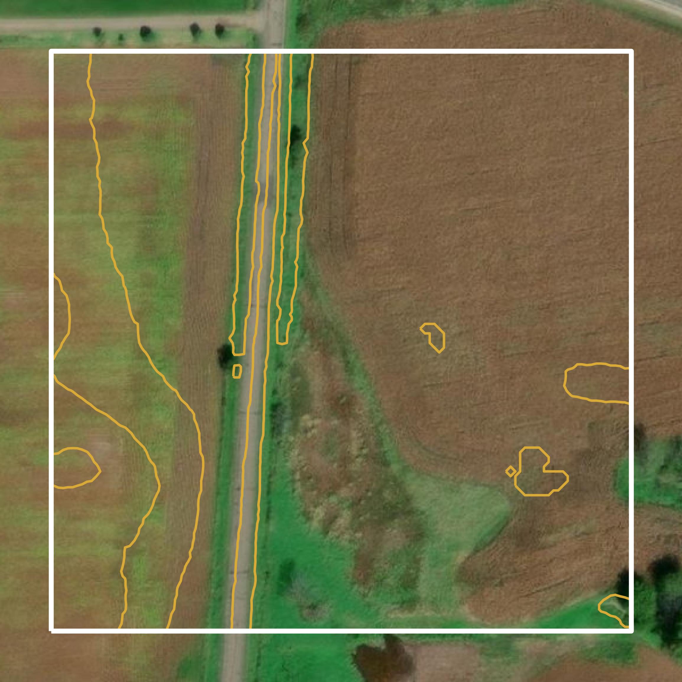 This image shows a contour map in Eau Claire County created using GIS data in Equator.