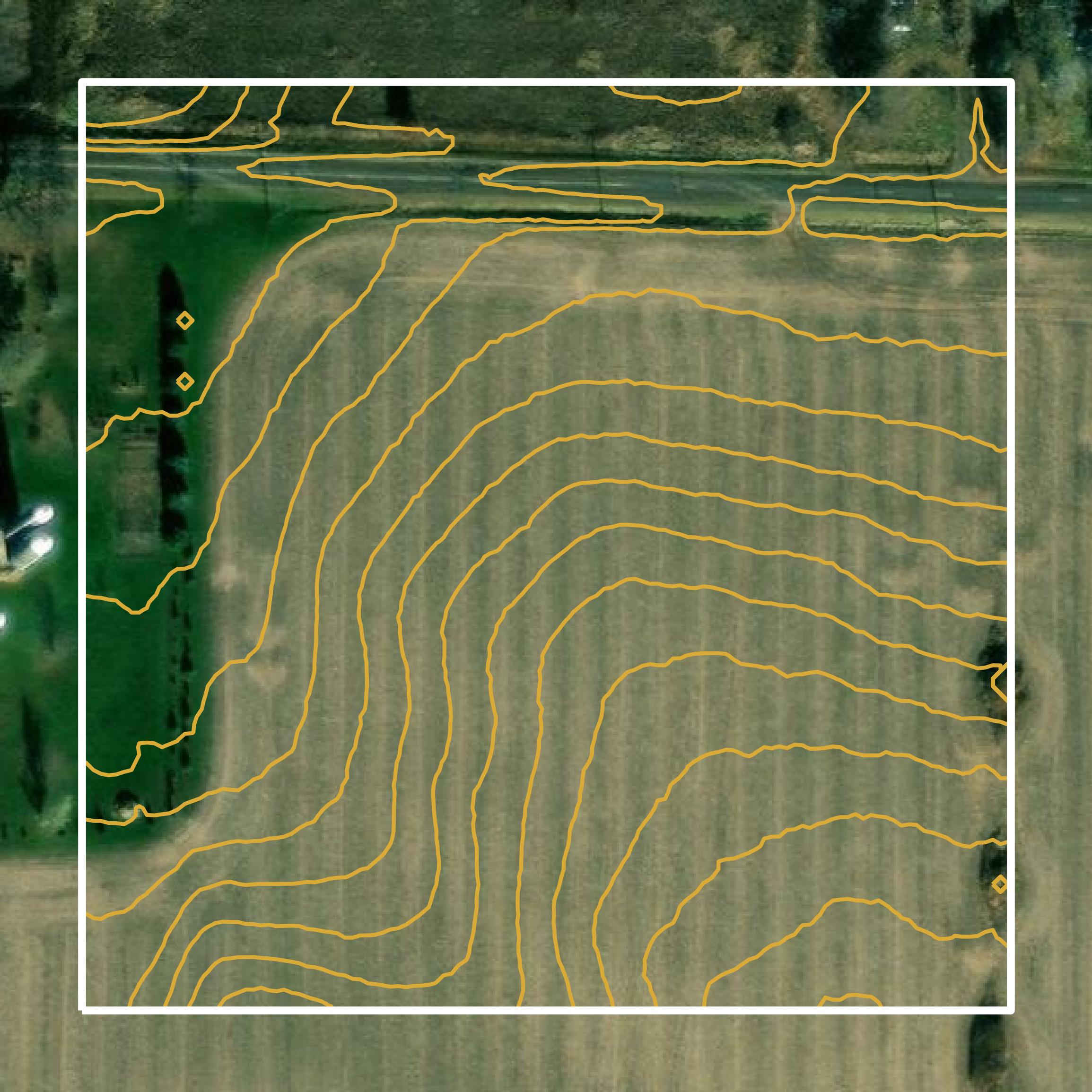 This image shows a contour map in Eau Claire County created using GIS data in Equator.