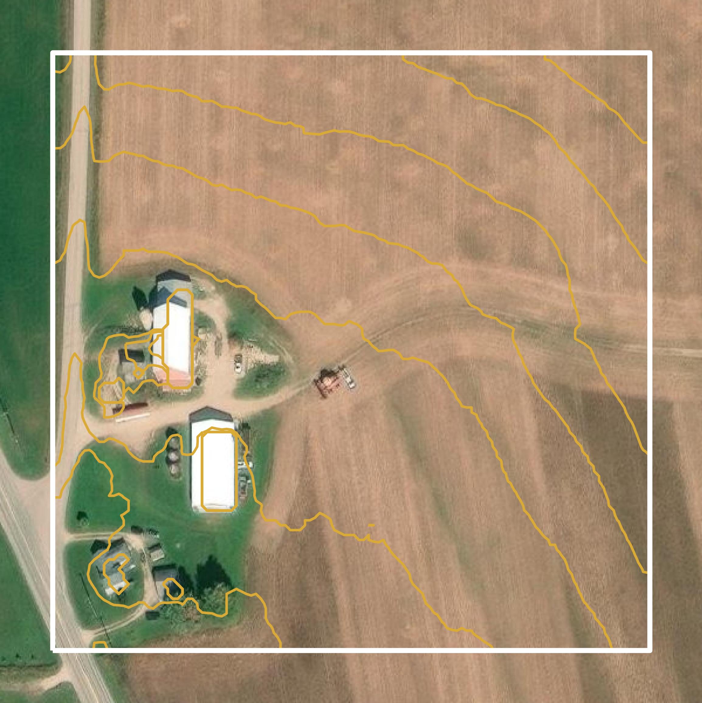 This image shows a contour map in Fond du Lac County created using GIS data in Equator.