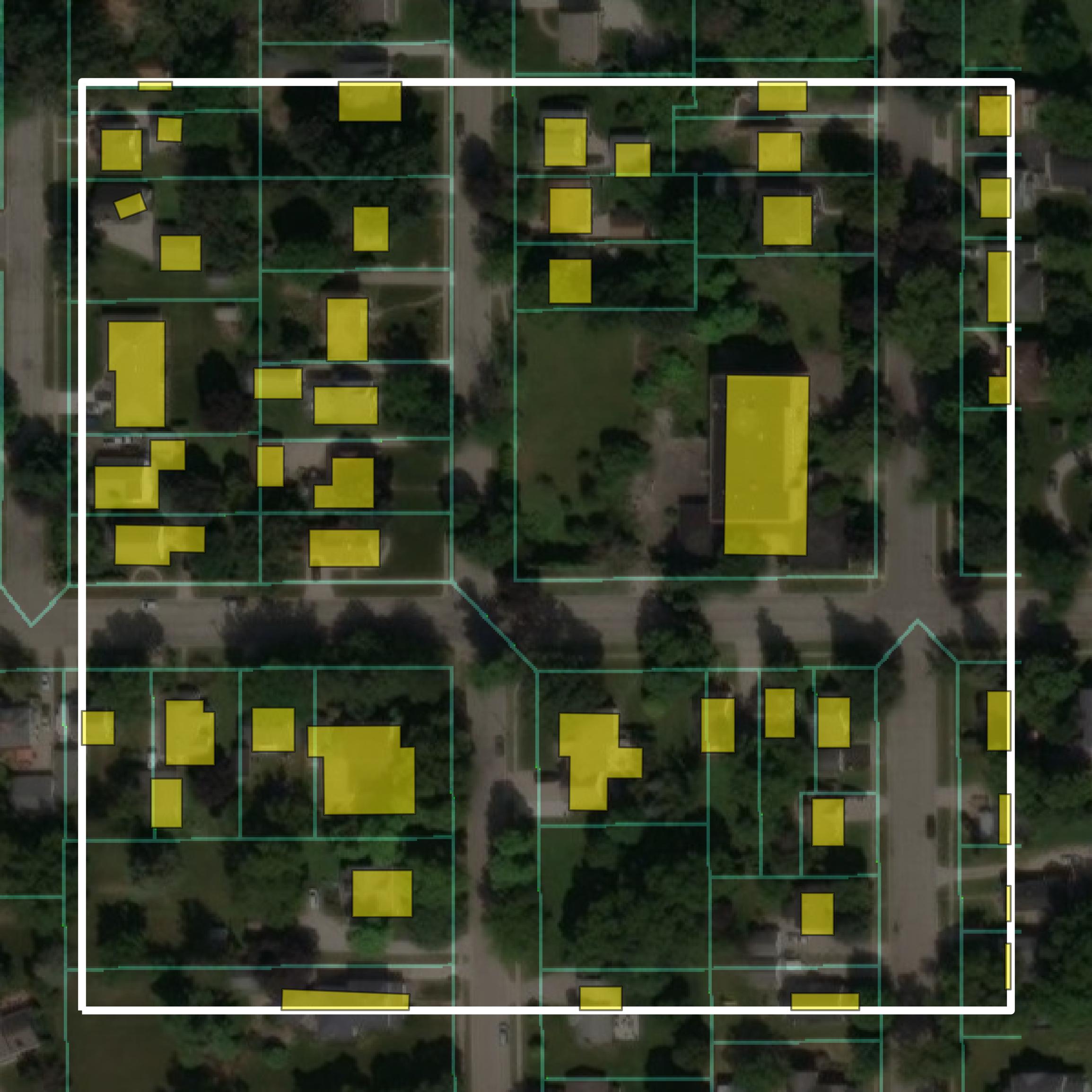 This image shows parcel and building data in Fond du Lac County created using GIS data in Equator.
