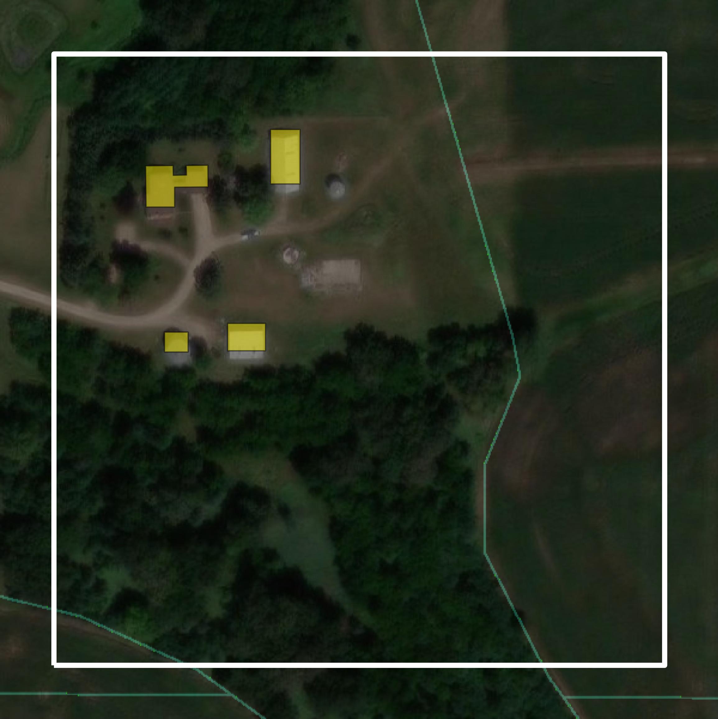 This image shows parcel and building data in Grant County created using GIS data in Equator.