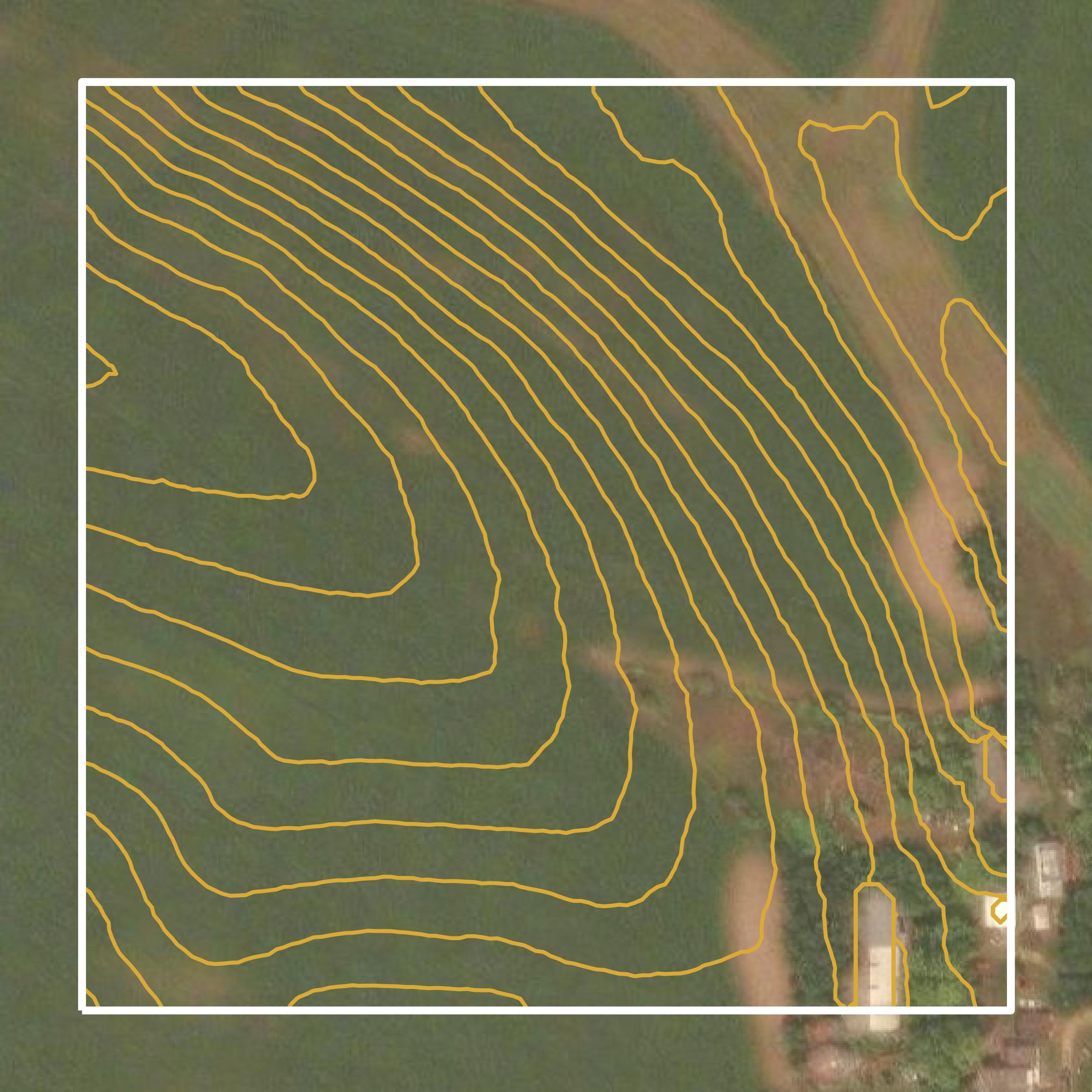 This image shows a contour map in Green County created using GIS data in Equator.